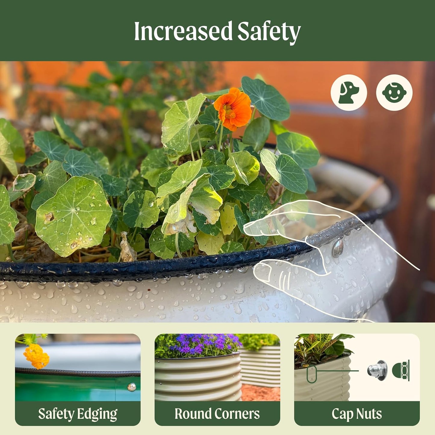 Vego garden 32" Extra Tall Raised Garden Bed Kits, 9 in 1 Modular Raised Planter Box for Vegetables Flowers Fruits Oval Metal Raised Garden Bed, Terra Cotta