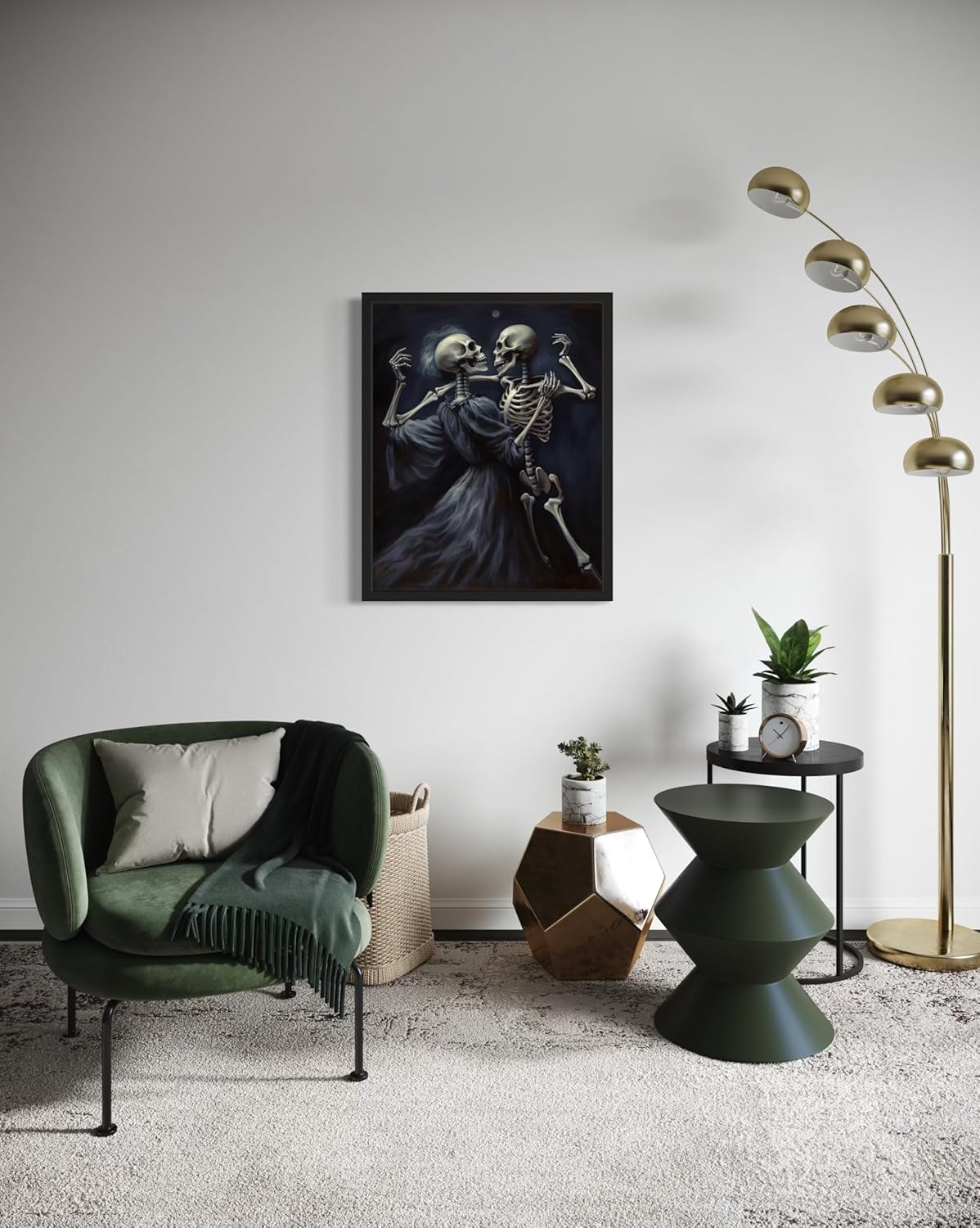 Dancing Skeleton Poster Art Print, Halloween Scary Vintage Wall Art Academia Spooky Painting Decoration for Horror Prints, Gothic Posters Bedroom Decor 89 (Dancing Skeleton, 16 x 20 inches, Unframed)