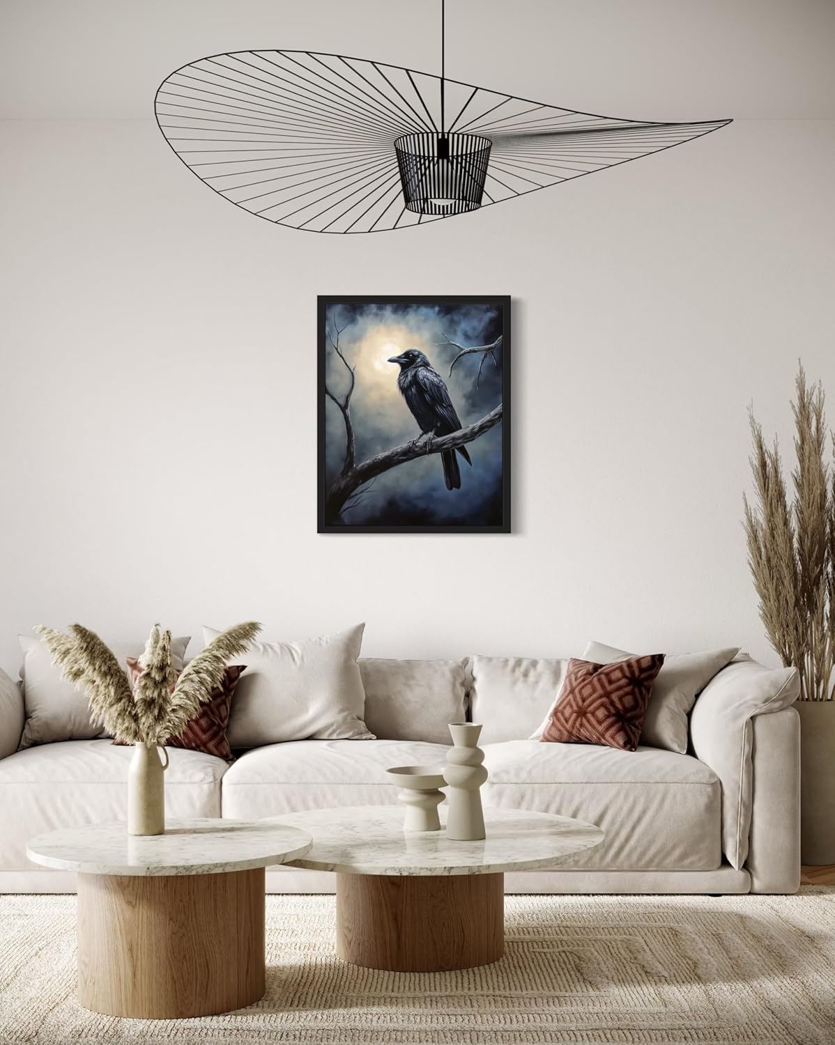 Crow under the Moonlight Poster Art Print, Halloween Scary Vintage Wall Art Academia Spooky Painting Decoration for Horror Prints, Gothic Posters Bedroom Decor 89 (Crow under the Moonlight, 11 x 14 inches, Unframed)