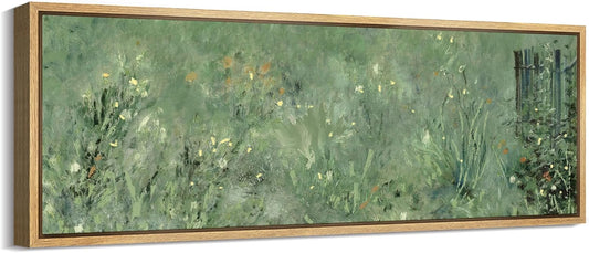 MUDECOR Large Framed Canvas Print Wall Art Meadow's Embrace Impressionist Wildflower Antique Retro Fine Art Illustrations Decorative Colorful for Bedroom - 60"x20"