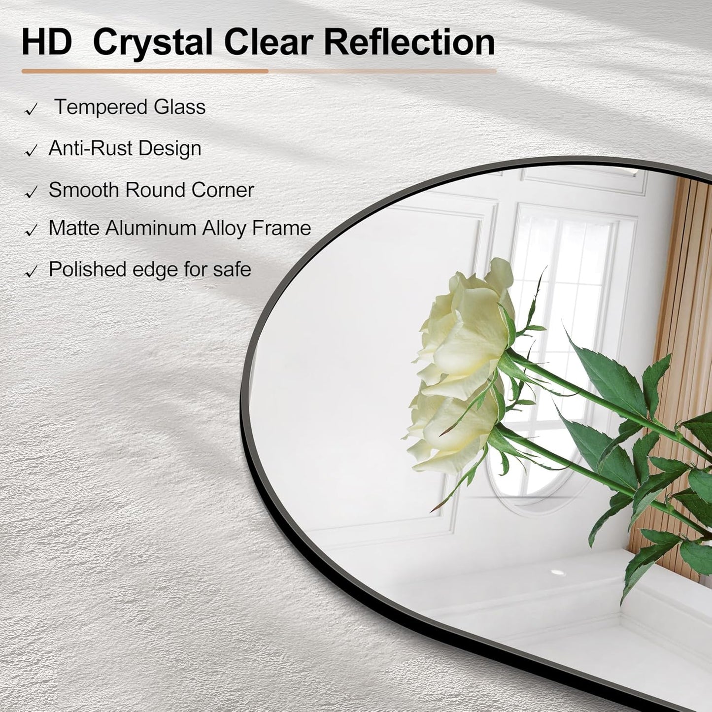 Arched Bathroom Mirror, 30"x30" Black Arched Mirror for Bathroom, Wall Mounted Mirror, Vanity Wall Mirror Metal Frame for Bedroom, Entryway, Living Room, Vertically Hanging