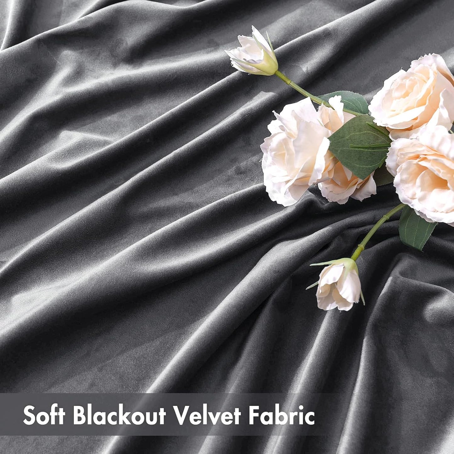 MIULEE Grey Velvet Curtains Thermal Insulated Blackout Curtain Drapes for Bedroom Living Room Darkening 72 Inches Long Curtains Panels Rod Pocket Set of 2