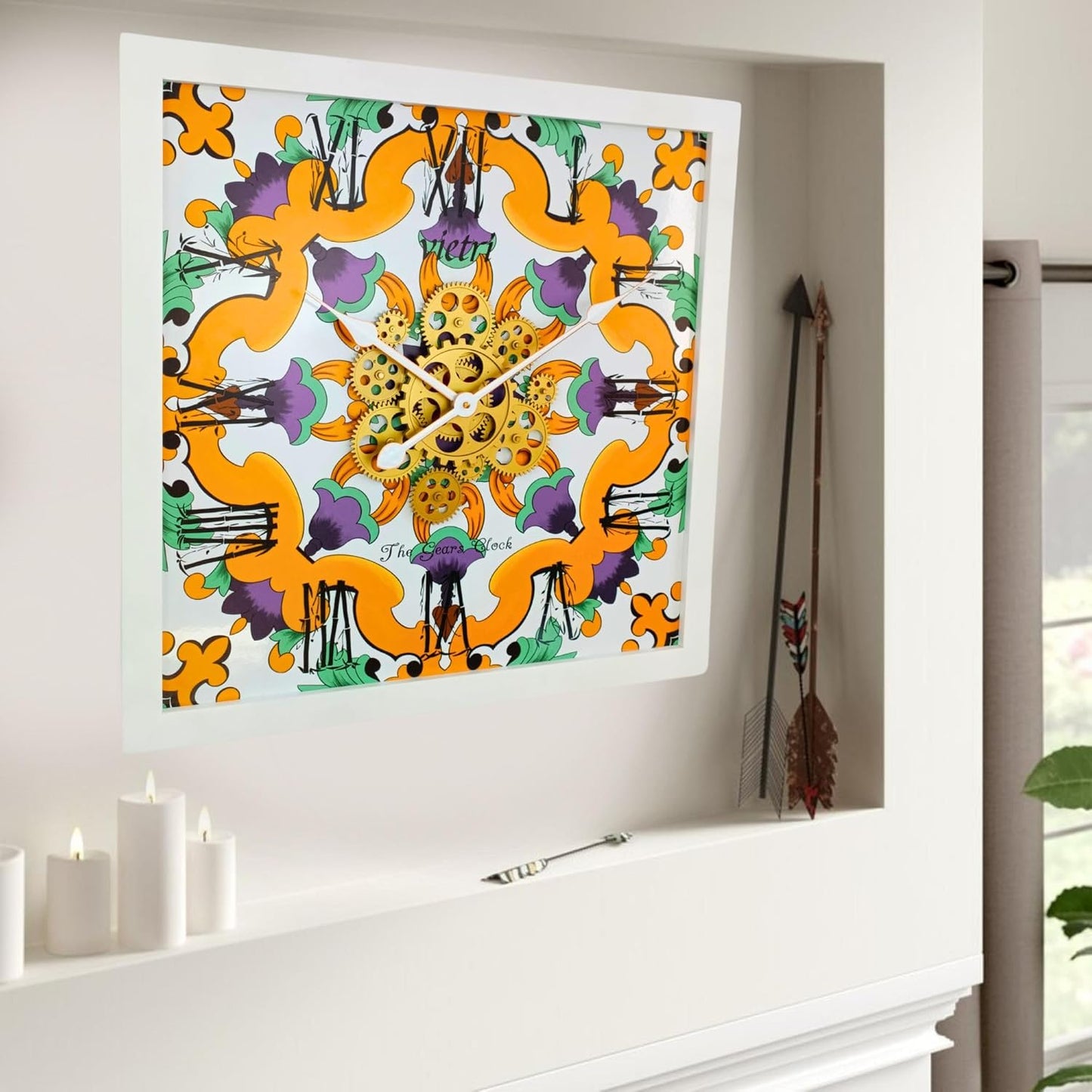 The Gears Clock Wall Clock Italy Collection with Moving Gears (Vietri, 24 inches (60 cm))