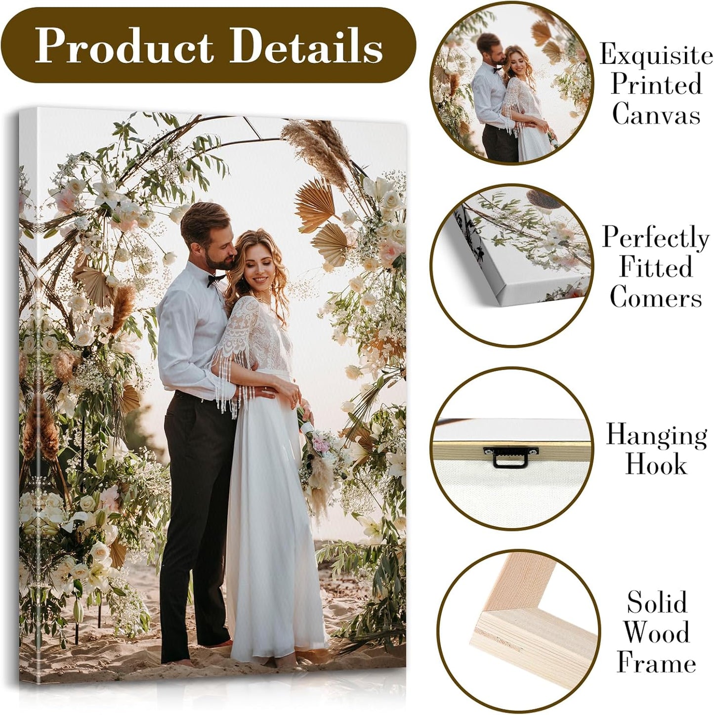 Custom Canvas Prints with Your Photos - Personalized Pictures Print, Customized Photo Gifts, Wall Art Poster Canvas Printing for Wedding, Family, Baby, Pets, Home Office Decor, Wrapped Frame 24x40