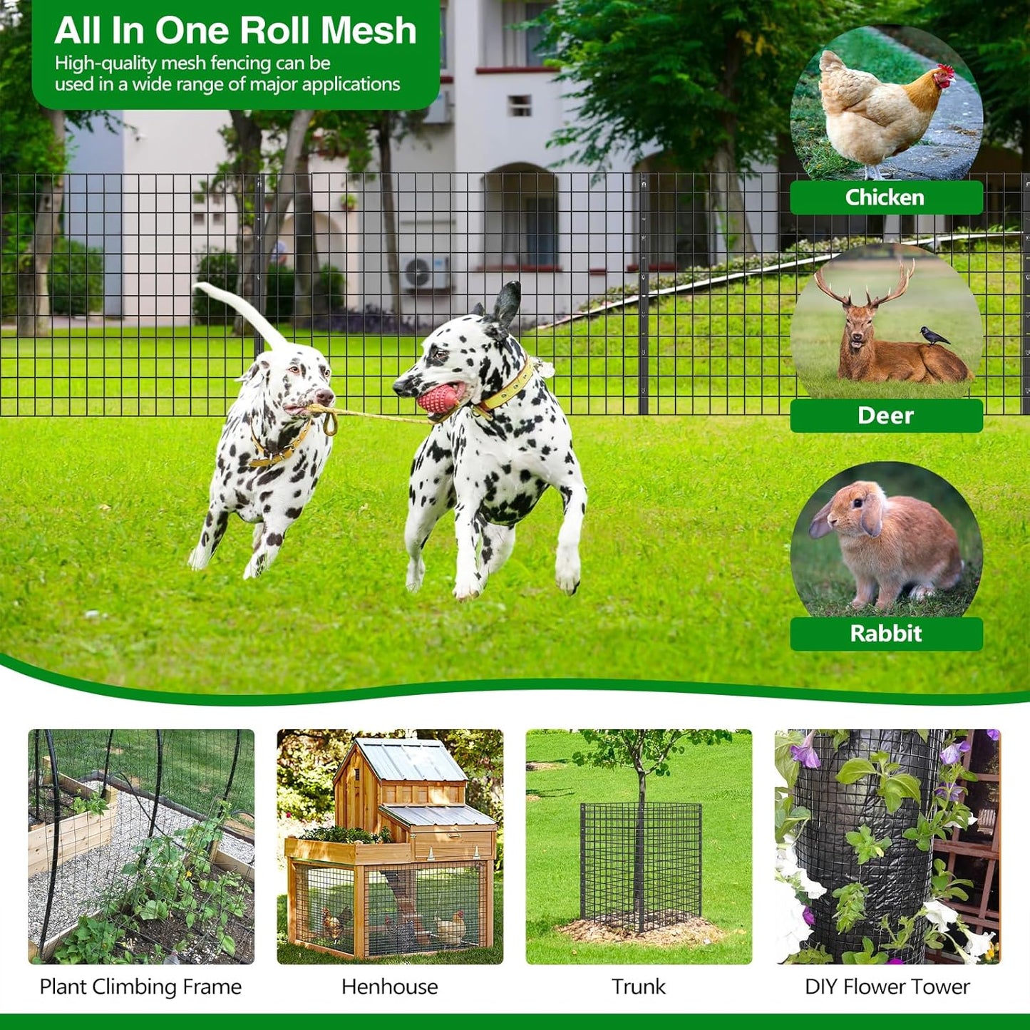 Wire Fence, 36 in(H) X 25 ft(L) PVC Coated Welded Wire Fencing 2" X 2" 16GA Garden Border Vinyl Metal Chicken Wire Fencing Mesh Roll for Yard Vegetable Plant Protection Poultry Netting Black