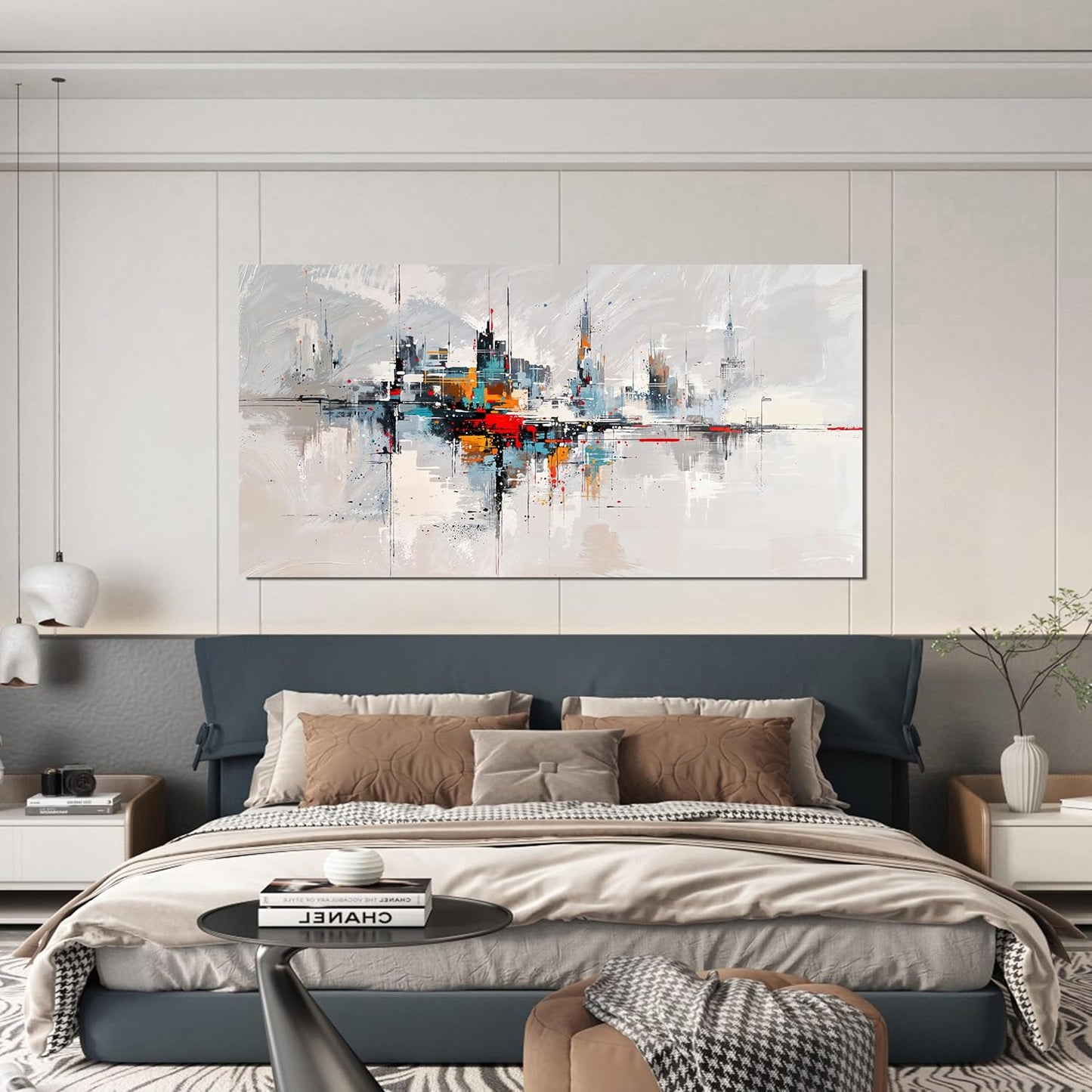 Large Abstract Wall Art Decor Wall Art Pictures for Living Room Abstract Canvas Art Wall Decor Modern Colorful Wall Art Prints Contemporary City Wall Art Decorations Bedroom Office Home Decor 24" X 48"