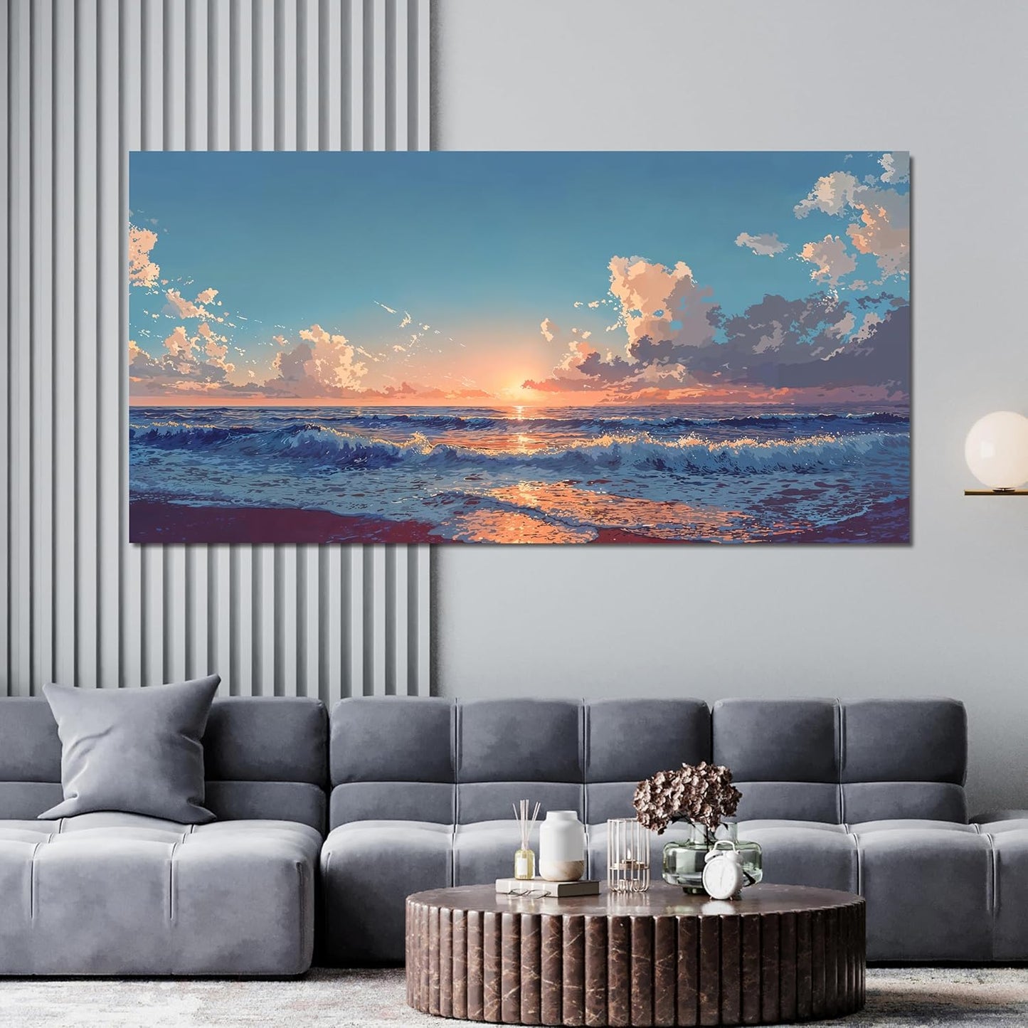 Canvas Wall Art Decor Blue Beach Oversized Wall Art Decorations Artwork For Walls Home Decor for living room wall painting Canvas Art Prints Pictures For Bedroom Office Wall Hanging Decor 29" X 58"