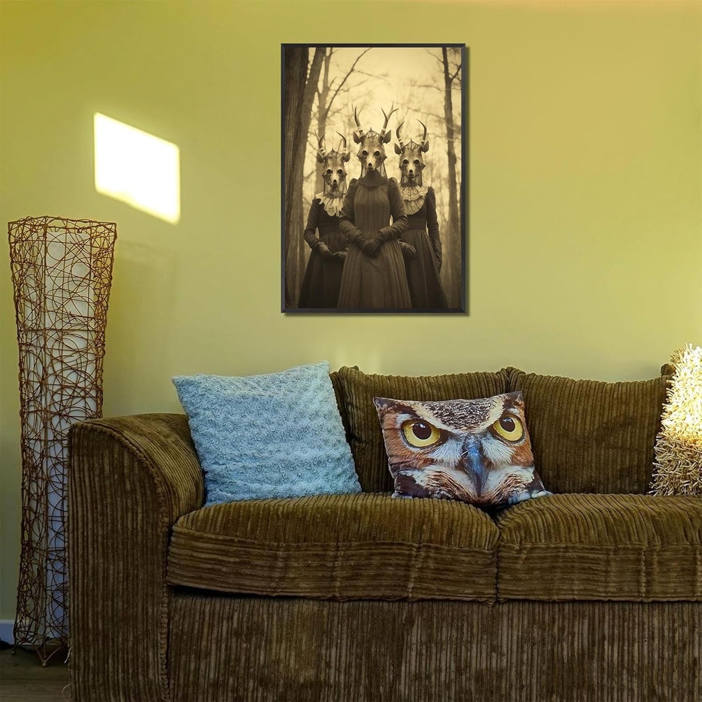 Vintage Horror Skeleton Spooky Three Skull In Occult Forest Posters Canvas Wall Art Poster Gothic Dark Academia Decor Creepy Print Retro Halloween Wall Decor 24X36inch Aluminum Framed