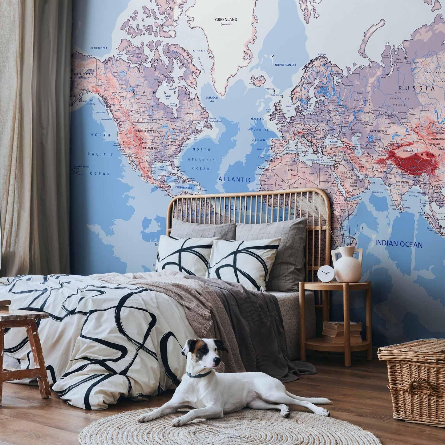artgeist Wall Mural World Map 116x83 in - XXL Peel and Stick Self-Adhesive Wallpaper Removable Large Sticker Foil Wall Decor Print Picture Image Design Map of The World k-A-0061-a-b