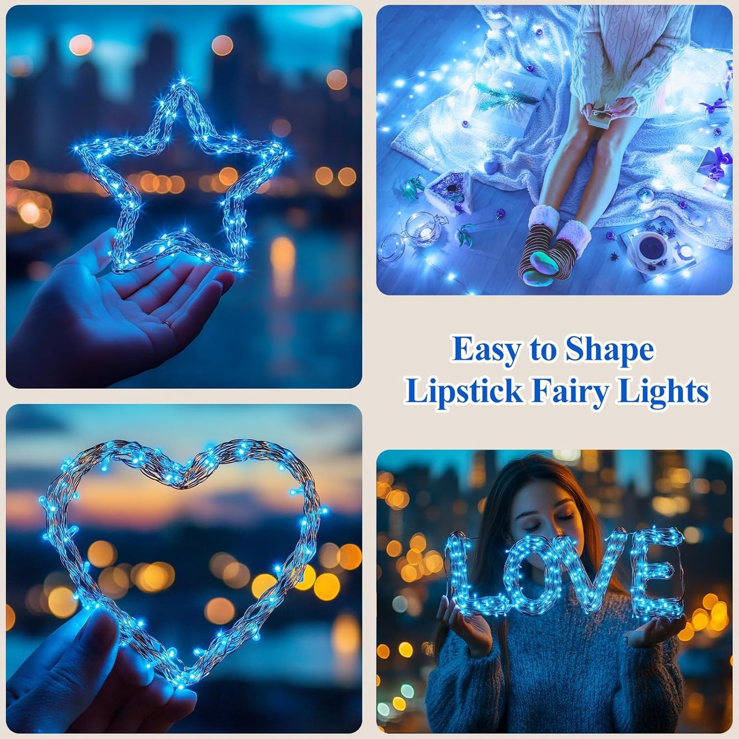 Lakumu 32FT(16 * 2) LED String Lights Battery Operated, Fairy Lights with Timer, Mini Twinkle Lights for Bedroom, Christmas Decorations, Wedding, Vine, Centerpiece Table Decor Blue