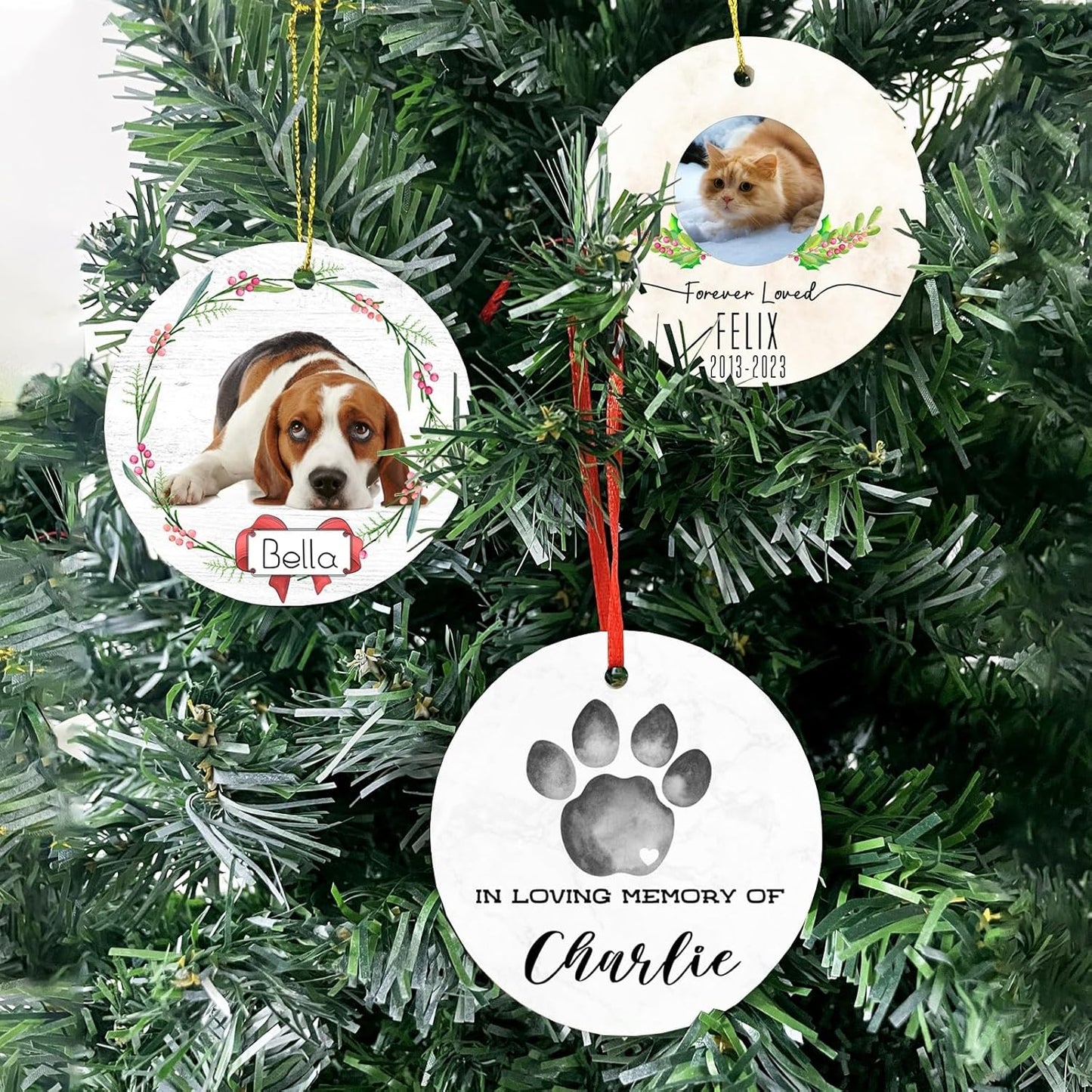 Personalized Christmas Ornaments,Double-Sided Ceramics Picture & Photo Custom Dog Cat Pet Ornament,Dog 1st Ornament 2025,Customized Xmas Ornaments