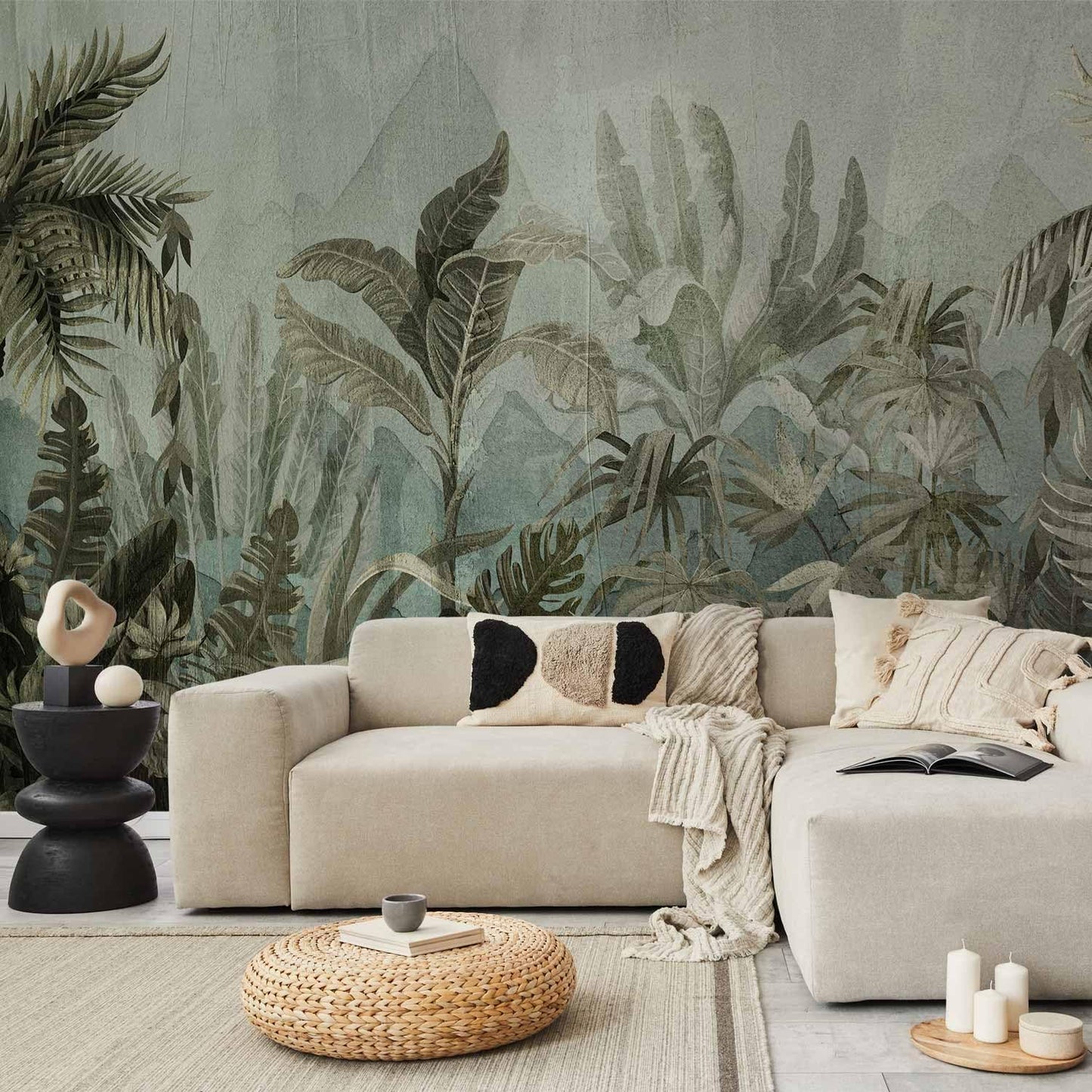 artgeist Wall Mural Leaves 154x110 in - XXL Peel and Stick Self-Adhesive Wallpaper Removable Large Sticker Foil Wall Decor Print Picture Design Nature Botanical Plants Palm Abstract b-C-0854-a-a