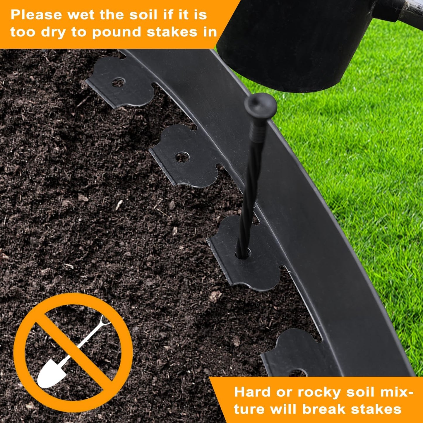 Hugeleaf 26 Feet Landscape Edging with 25pcs Spikes 4.5 Inch Tall Garden Edging for Landscaping, Garden, Flower Beds, Lawn (Black)