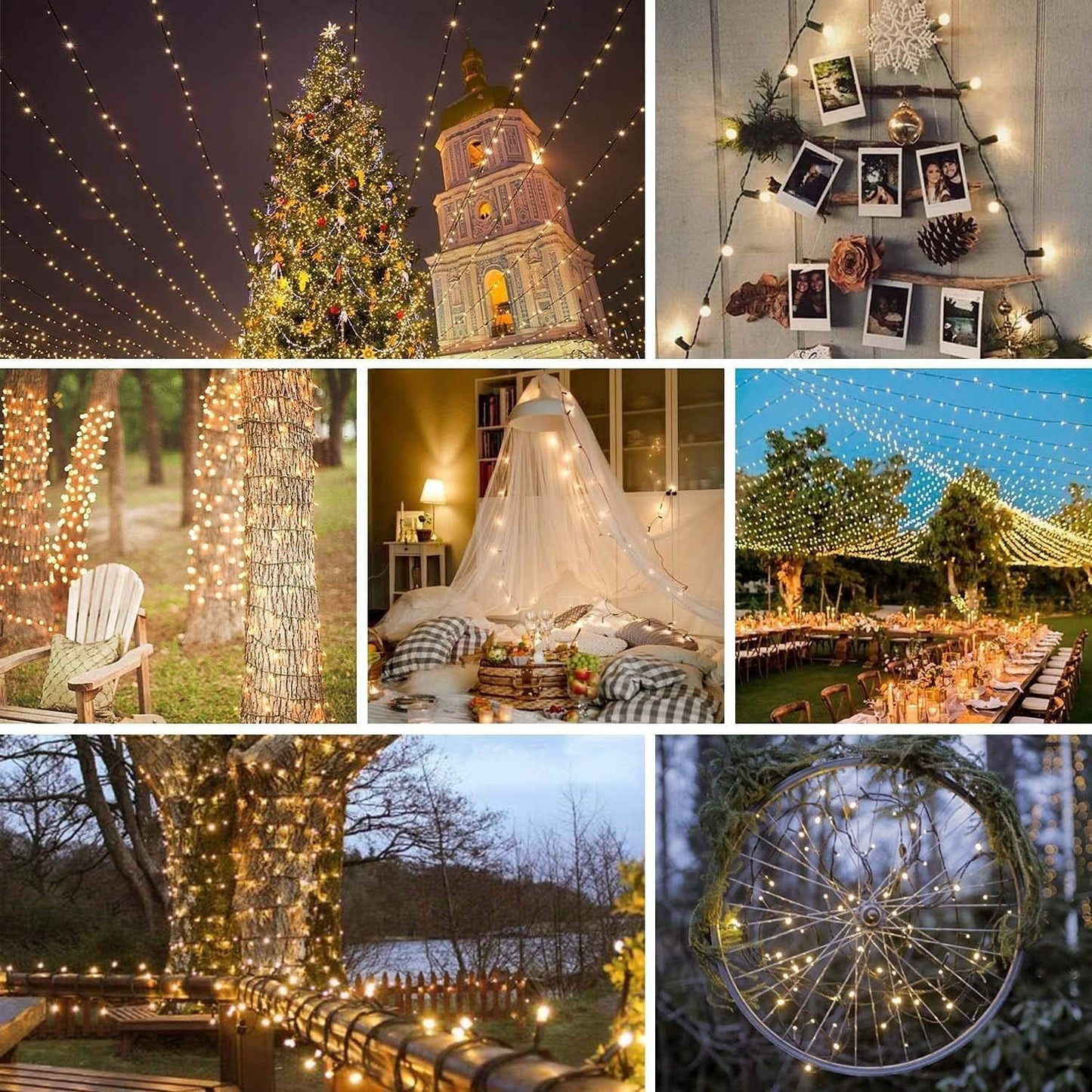 Upgraded Super Long 264FT 800 LED Christmas String Lights Outdoor & Indoor, Memory Function Timer and 8 Modes, Green Wire Waterproof String Lights for Xmas Tree Holiday Party Garden Decor (Warm White)