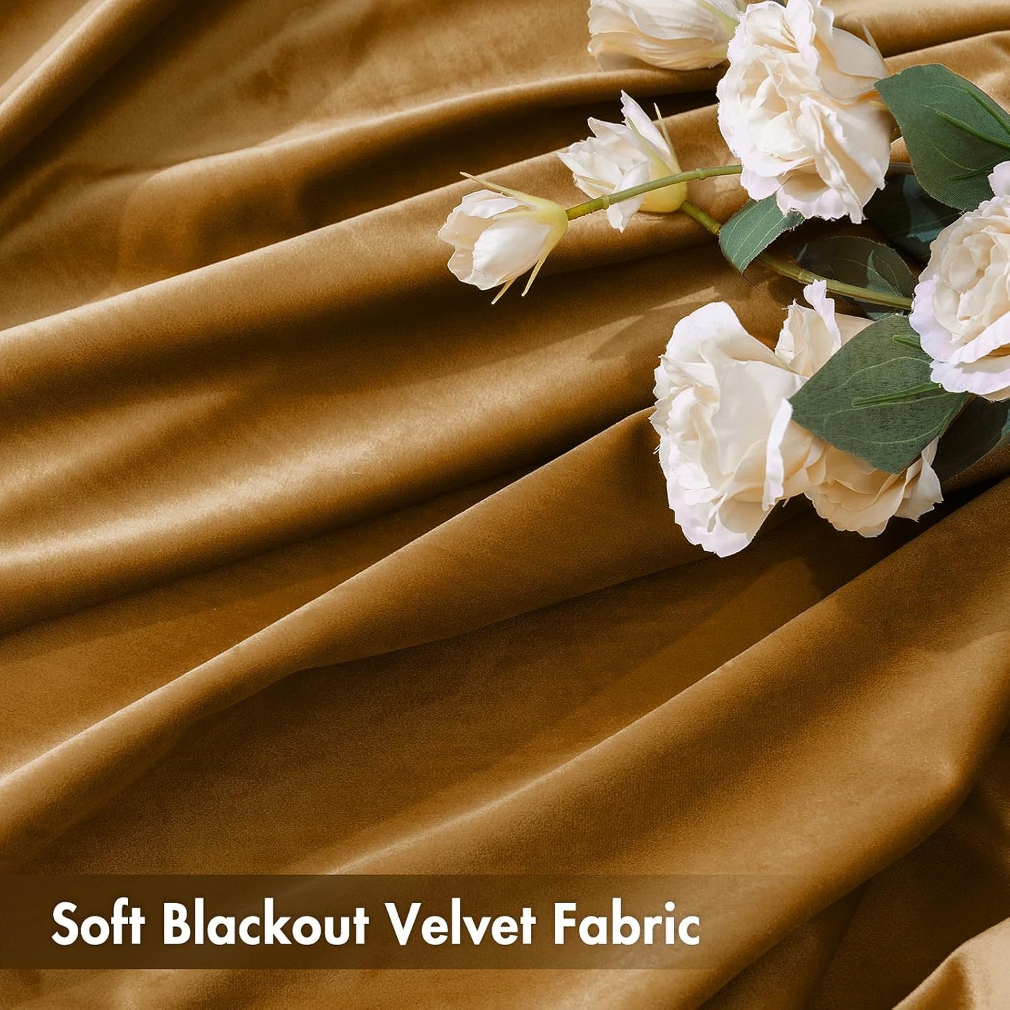MIULEE Golden Brown Velvet Curtains Thermal Insulated Blackout Curtain Drapes for Bedroom Living Room Darkening 108 Inches Long Curtains Panels Rod Pocket Set of 2