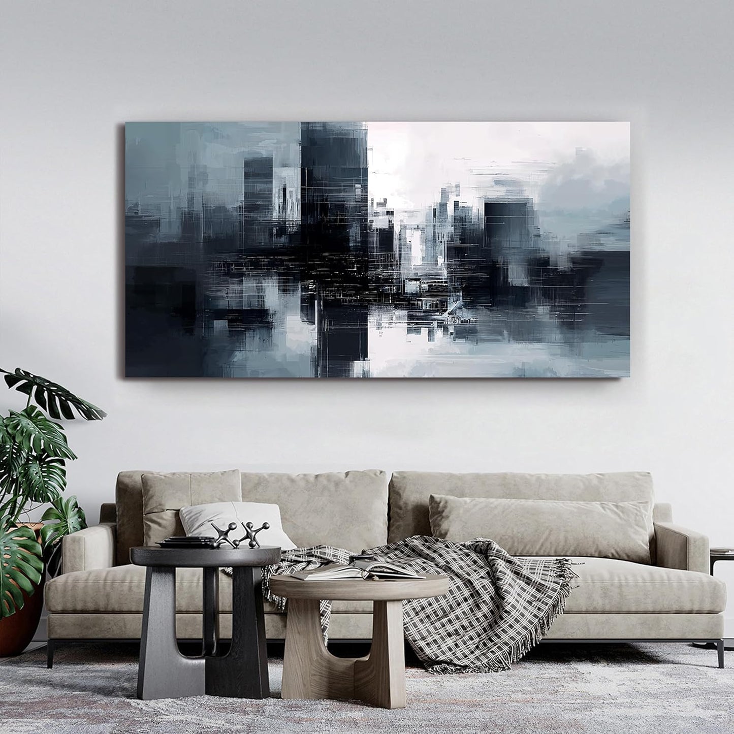 Abstract Canvas Wall Art Decorations Black and White Oversized Wall Art Canvas Modern Abstract Wall Art Prints Decor Pictures For Bedroom wall pictures For Living Room Office Wall Decor 29" X 58"