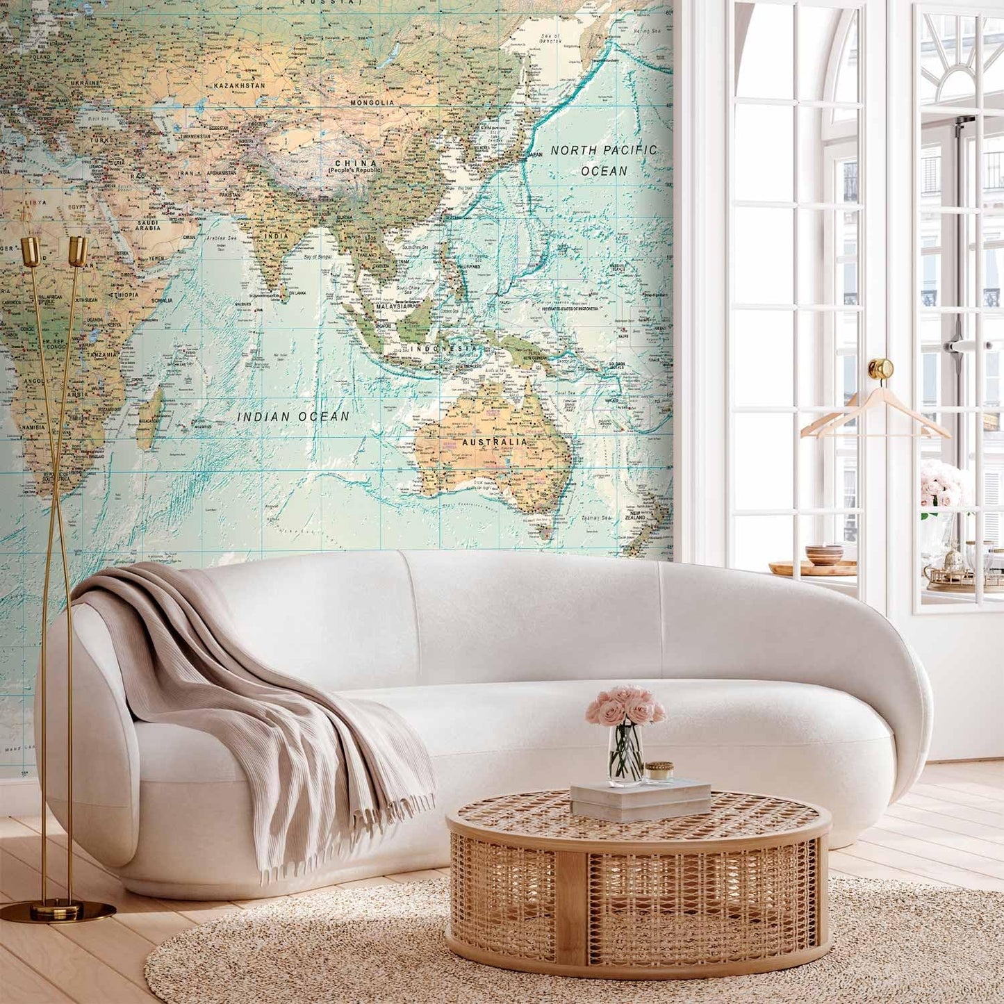 artgeist Premium Wall Mural World Map 98x69 in - XXL Non-Woven Wallpaper Fleece Wall Decor Photo Print Picture Image Design Home Map of The World k-A-0091-a-d