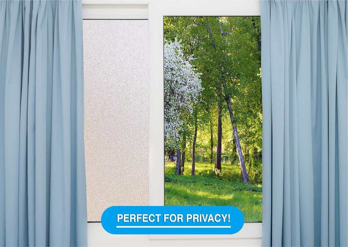 Privacy Window Film: Translucent Static Cling Treatment for Home Security and Decorative Frosted Glass Effect - No Residue, Heat Control, UV Prevention, Easy Removal (Winter Frost, 17.5 x 80 inches)