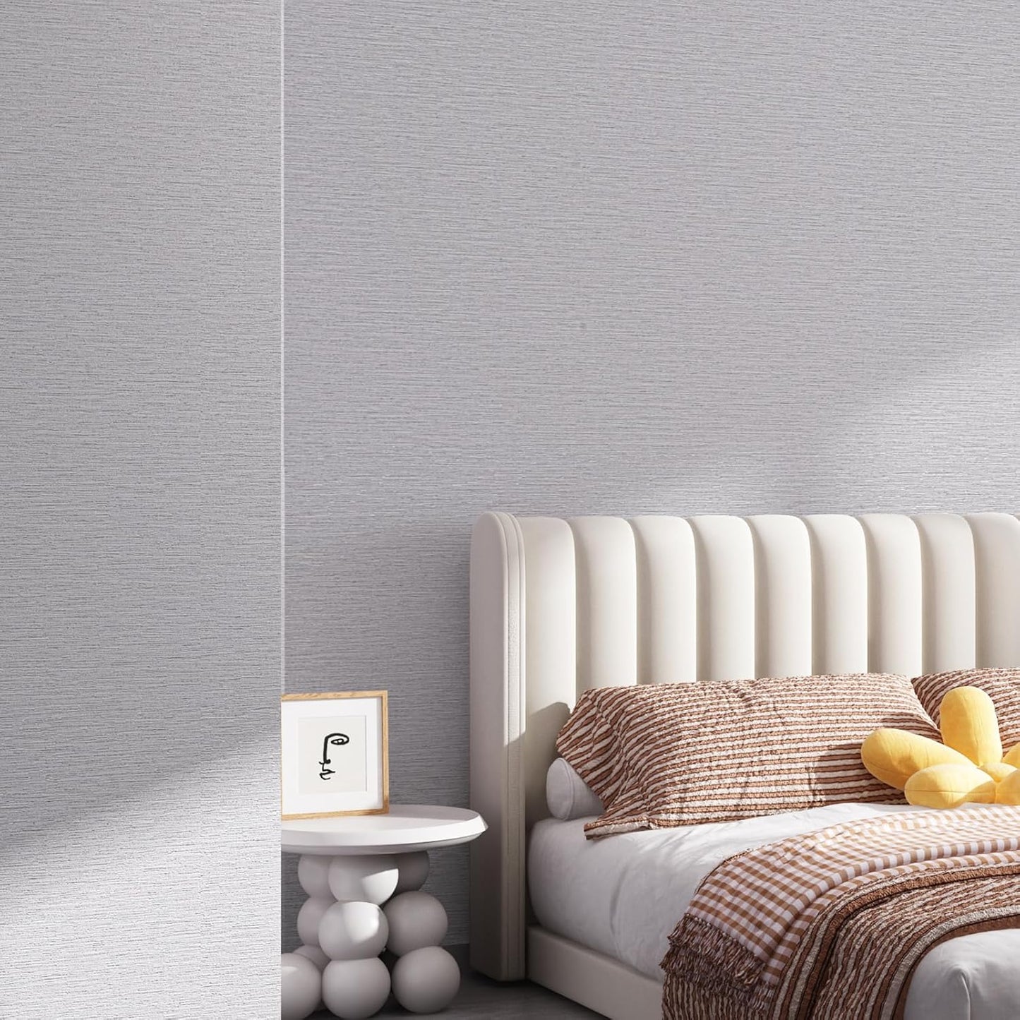 Grasscloth Peel and Stick Wallpaper 20.8"x394" Gray Thick Fabric Textured Linen Classic Faux Grassweave Neutral Removable Wallpaper Vinyl Film Roll for Home Use