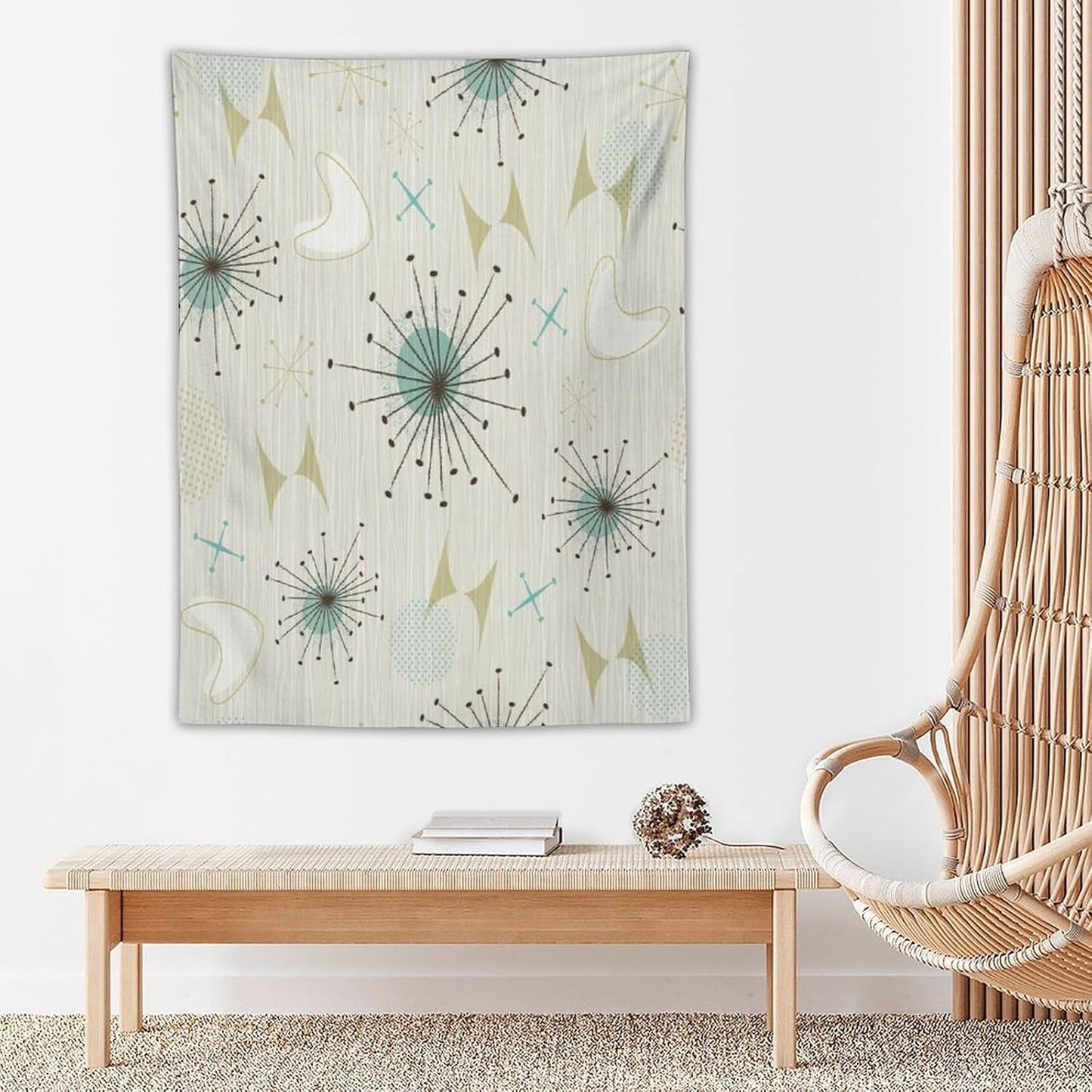 ICMOLYYENLO Boho Medieval Cat Tapestry, Abstract Atomic Starburst Geometric Aesthetic Art Wall Hanging For Bedroom Living Room Dormitory 60x80 Inches