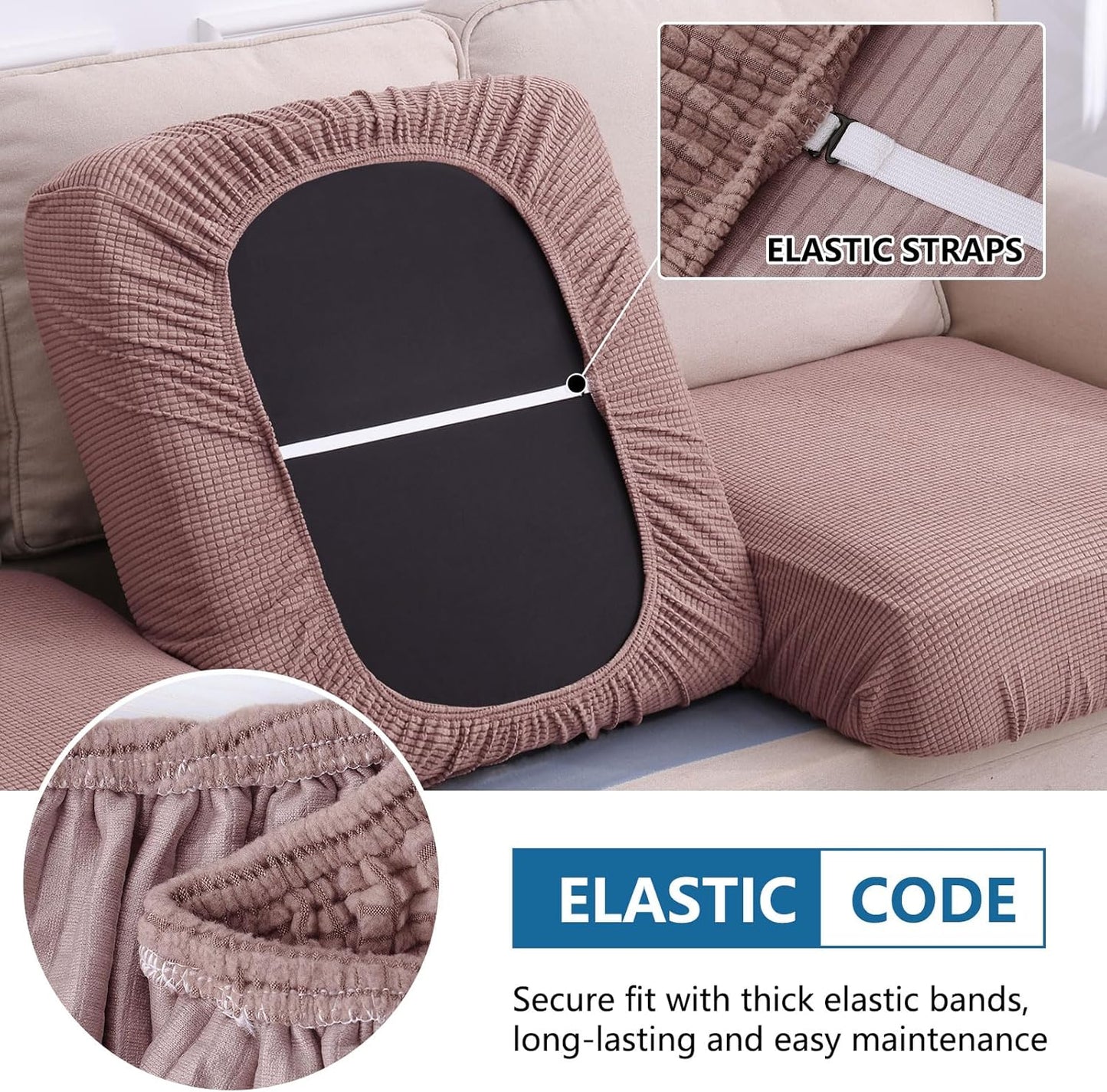 hyha Waterproof Sectional Couch Covers, Non Slip Sofa Couch Cushion Covers L Shape, Thick Stretch Jacquard Fabric, Washable Sofa Slipcovers with Elastic Bottom (1 Piece for Chaise XL, Camel)