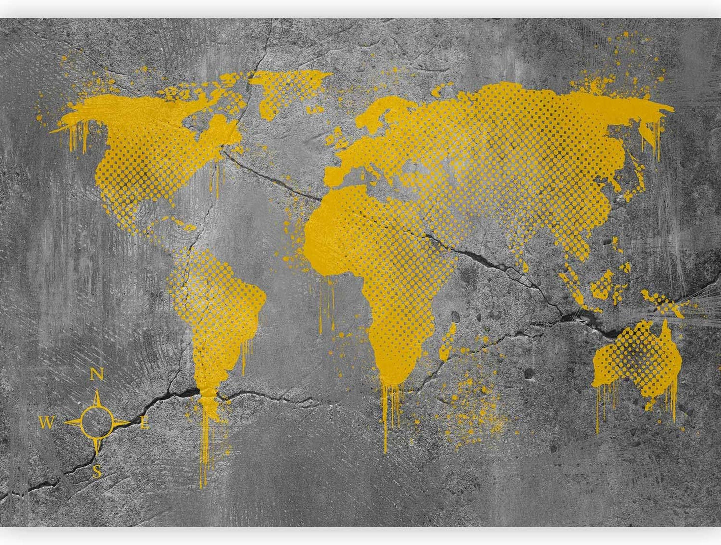 artgeist Wall Mural World Map 173x124 in - Peel and Stick Self-Adhesive Wallpaper Removable Large Sticker Foil Wall Decor Print Picture Image Design Map of The World k-A-0494-a-a
