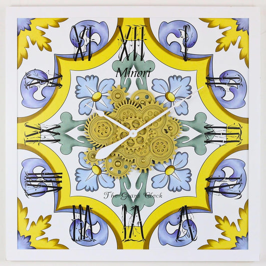 The Gears Clock Wall Clock Italy Collection with Moving Gears (Minori, 36 inch Square)