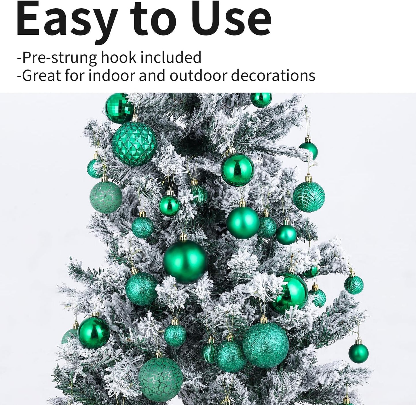 LANGXUN 36pcs Emerald Green Christmas Tree Decorations Balls, Bolas De Navidad, 2025 Christmas Decor, Indoor Outdoor Shatterproof Christmas Ornaments, Xmars Party Wedding Suppiles