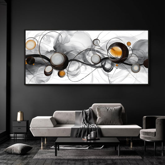 XLSJERST Large Size Frame Wall Art for Living Room - 86x39 Inches Abstract Artwork Minimalist Painting Modern Black and White Canvas Picture Boho Gray Wall Art