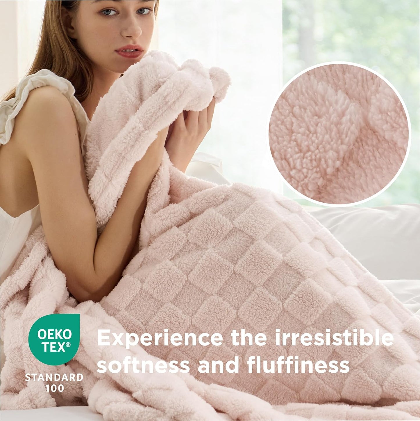 Bedsure GentleSoft King Size Blanket for Bed - Super Soft Cozy Blankets for Women Men Girls, Large Fuzzy Fleece Throw for Bedroom Decor, Light Pink,108x90 Inches