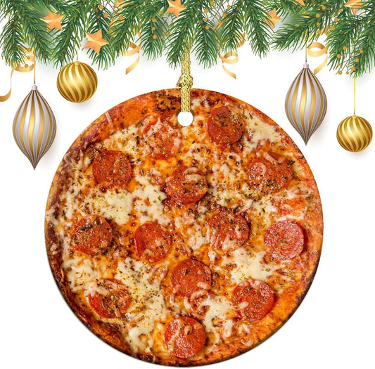 Personalized Christmas Ornaments - Custom Picture & Text Ornaments for Christmas 2024, Baby's 1st Christmas Ornament with Picture for Xmas Tree Custom Gifts for Family, Mom, Dad, Friend (Pizza)