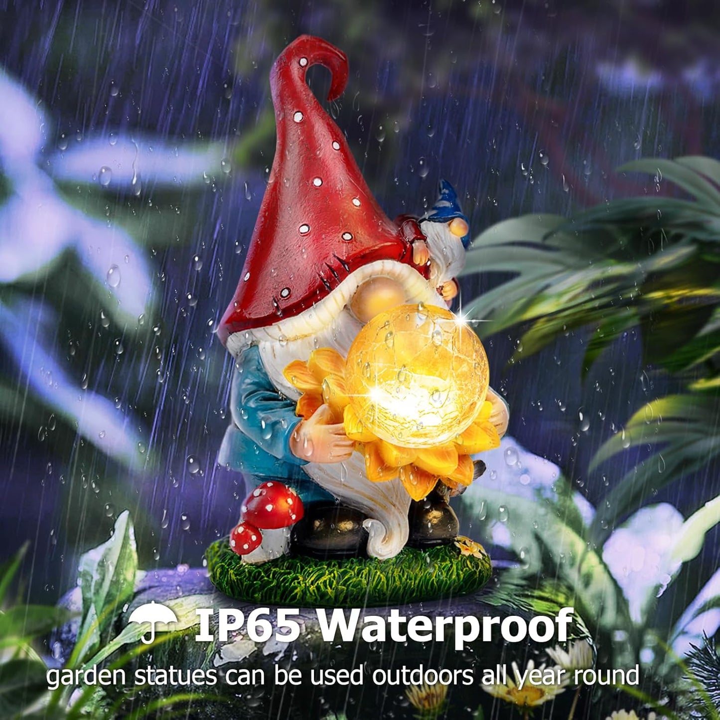 Solar Gnomes Garden Decor Outdoor Statues, Gnomes Gardening Gifts for Women Mom, Gnomes Decorations for Yard with Sunflower Decor Solar Lights for Outside, Patio, Lawn, Porch Decor