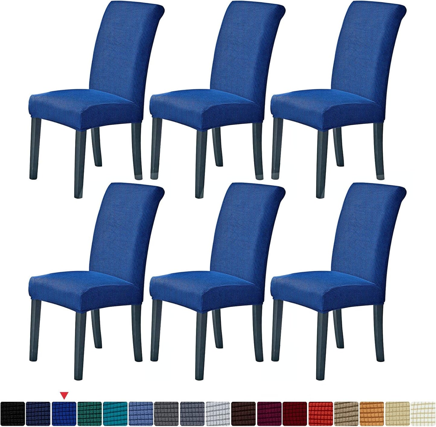 Howhic Stretch Chair Covers for Dining Room Set of 6, Removable Washable Dining Room Chair Covers, Dining Chair Slipcovers Seat Protector, Great for Home Decor and Banquet (Classic Blue, 6 Pack)