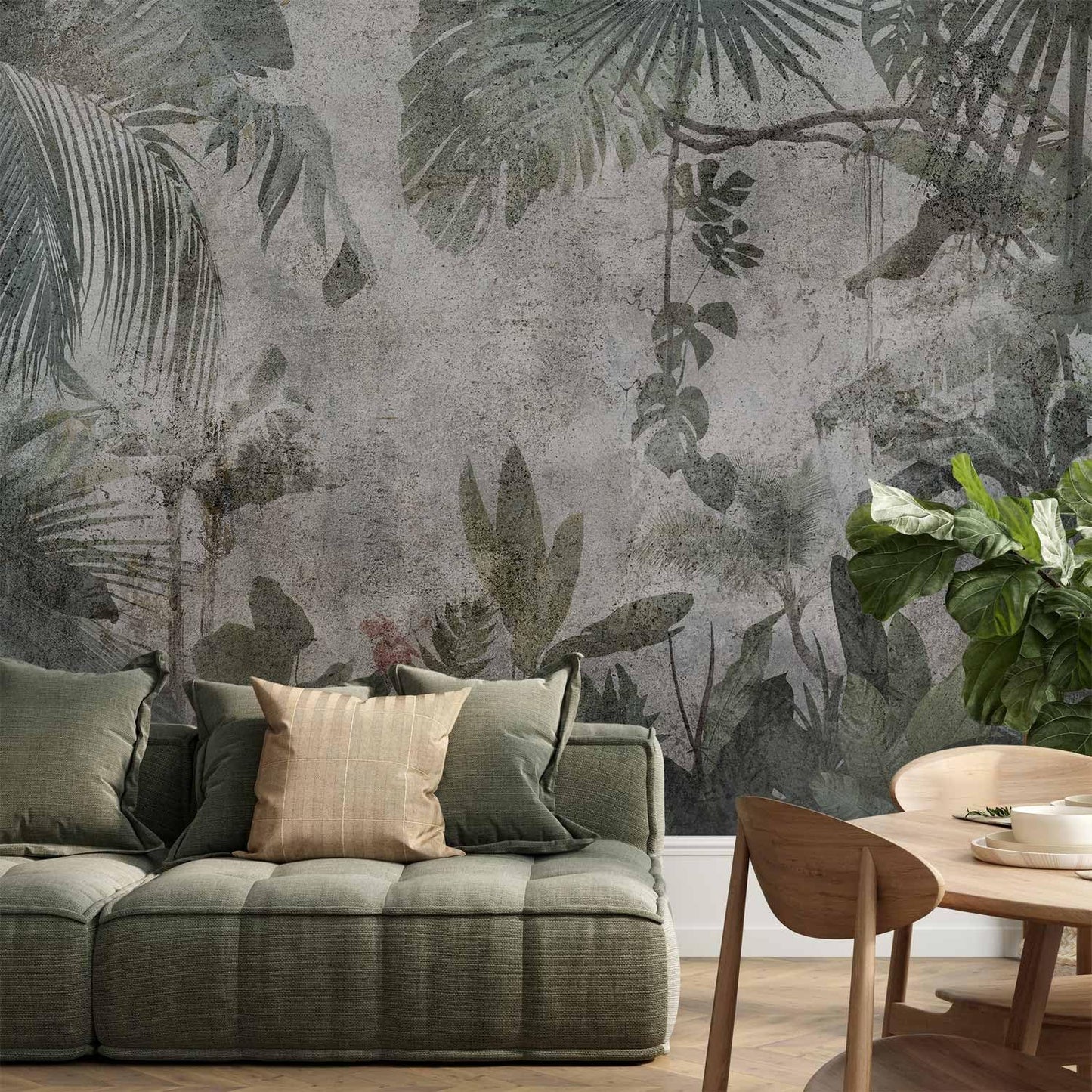 artgeist Wall Mural Tropical Leaves 138x101 in - XXL Non-Woven Wallpaper Fleece Wall Decor Photo Print Picture Image Design Landscape Jungle Nature Monstera Palm Leaves b-C-0821-a-a
