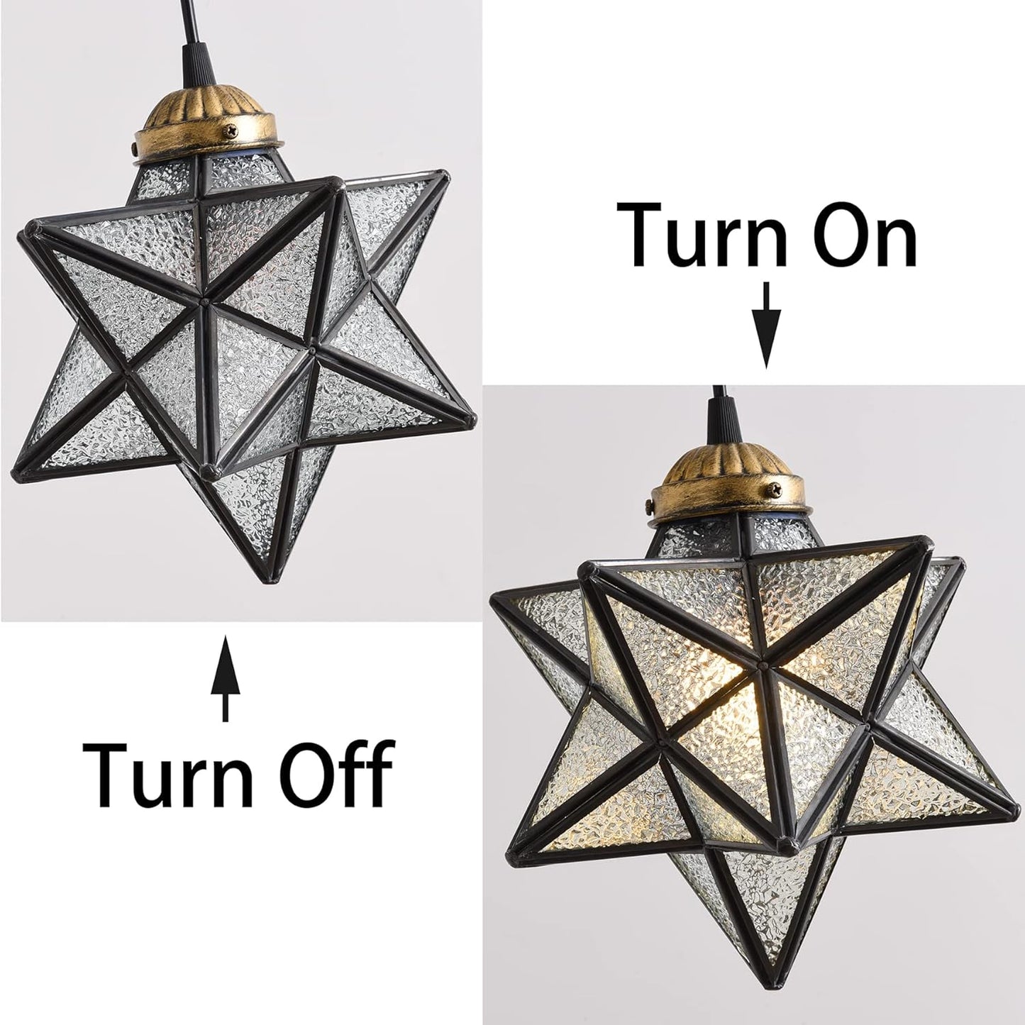 Glass Glam Chandelier Star Pendants Light Fixture Modern Elegant Ceiling Hanging Lights Included LED Warm Light Bulbs Oiled Bronze