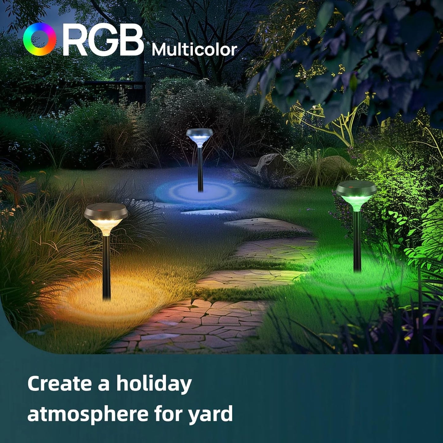 Linkind Solar Pathway Lights 8 Pack, Color Changing Halloween Decorations Outdoor Waterproof, Multicolor Warm Cool White Solar Halloween Lights for Walkway Yard Garden Landscape