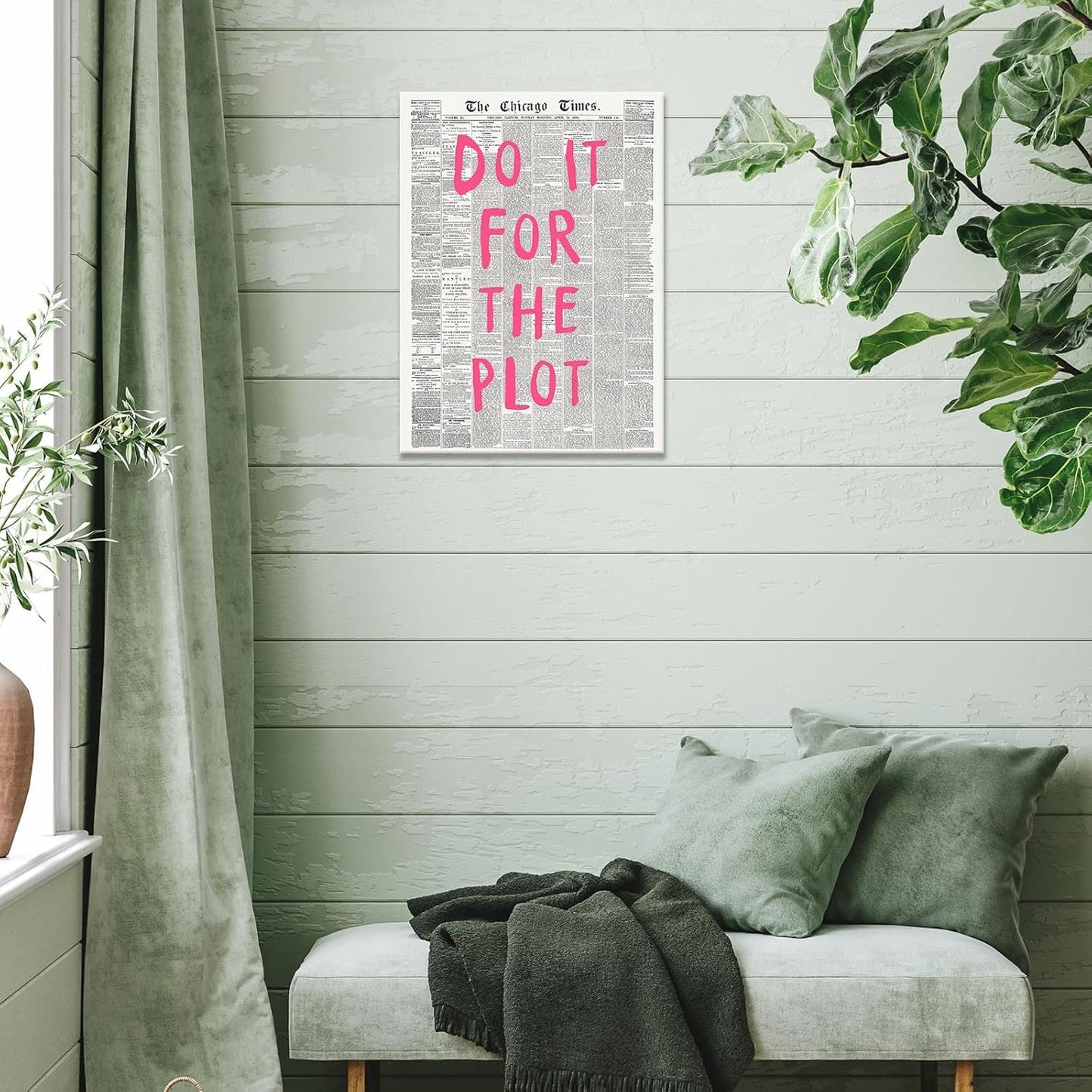 Liyark Retro Black And White Chicago Newspaper Poster Pink Trendy Preppy Apartment Art Motivational Affirmation Do It For The Plot Prints For Home Bedroom Living Room Wall Decor 24x36in Framed