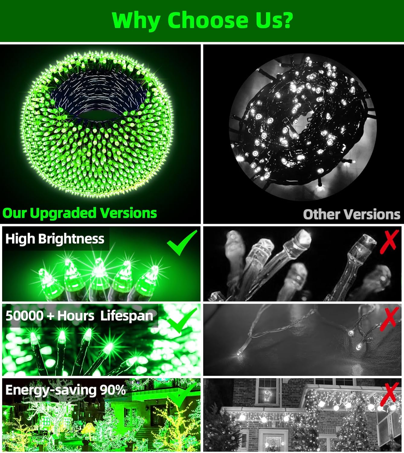 1500 LED 470FT Christmas Lights Outdoor,12 Lighting Modes Christmas String Lights with Timer, Dimmable Plug in Green LED StringLights Waterproof for Yard Tree Wedding Party Holiday Green