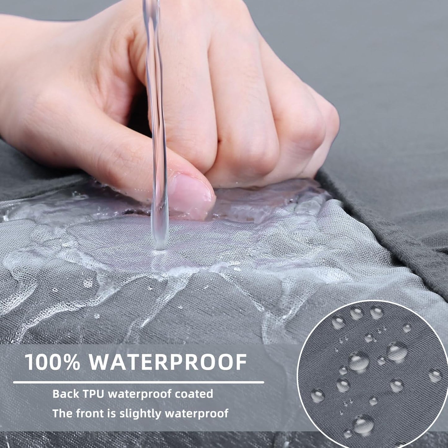 hyha Waterproof Couch Cushion Covers, Stretch Sofa Couch Seat Slipcover for Dog Washable, Non-Slip Waterproof Outdoor Cushion Covers for Patio Furniture Replacement (3 Pieces, Dark Grey)