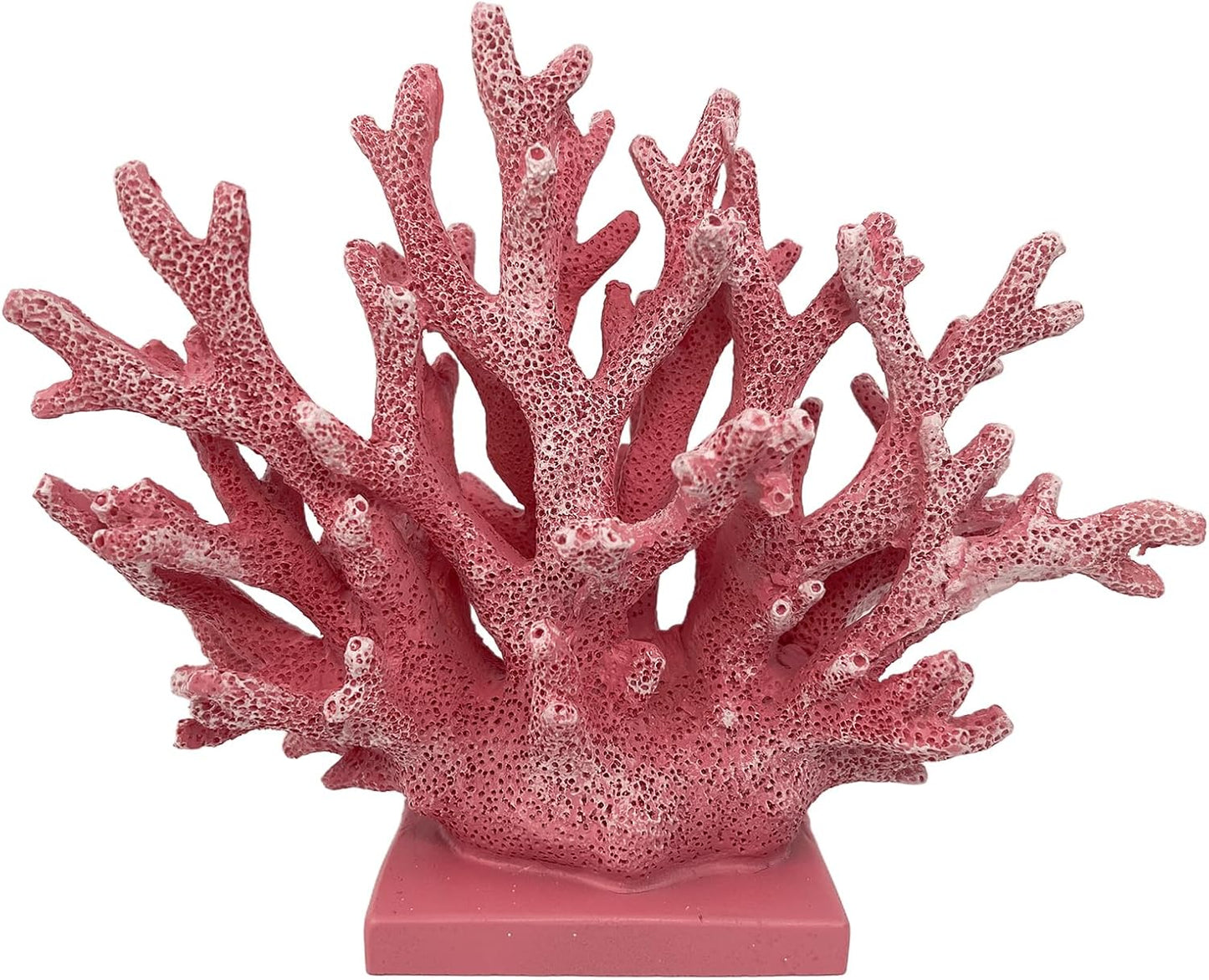 5.8" H Pink Coral Decor - Resin Coral Statue, Nautical Decor for Home, Bedroom, Bathroom, Living Room, Ocean Themed Cabinet Shelf Tabletop Decoration