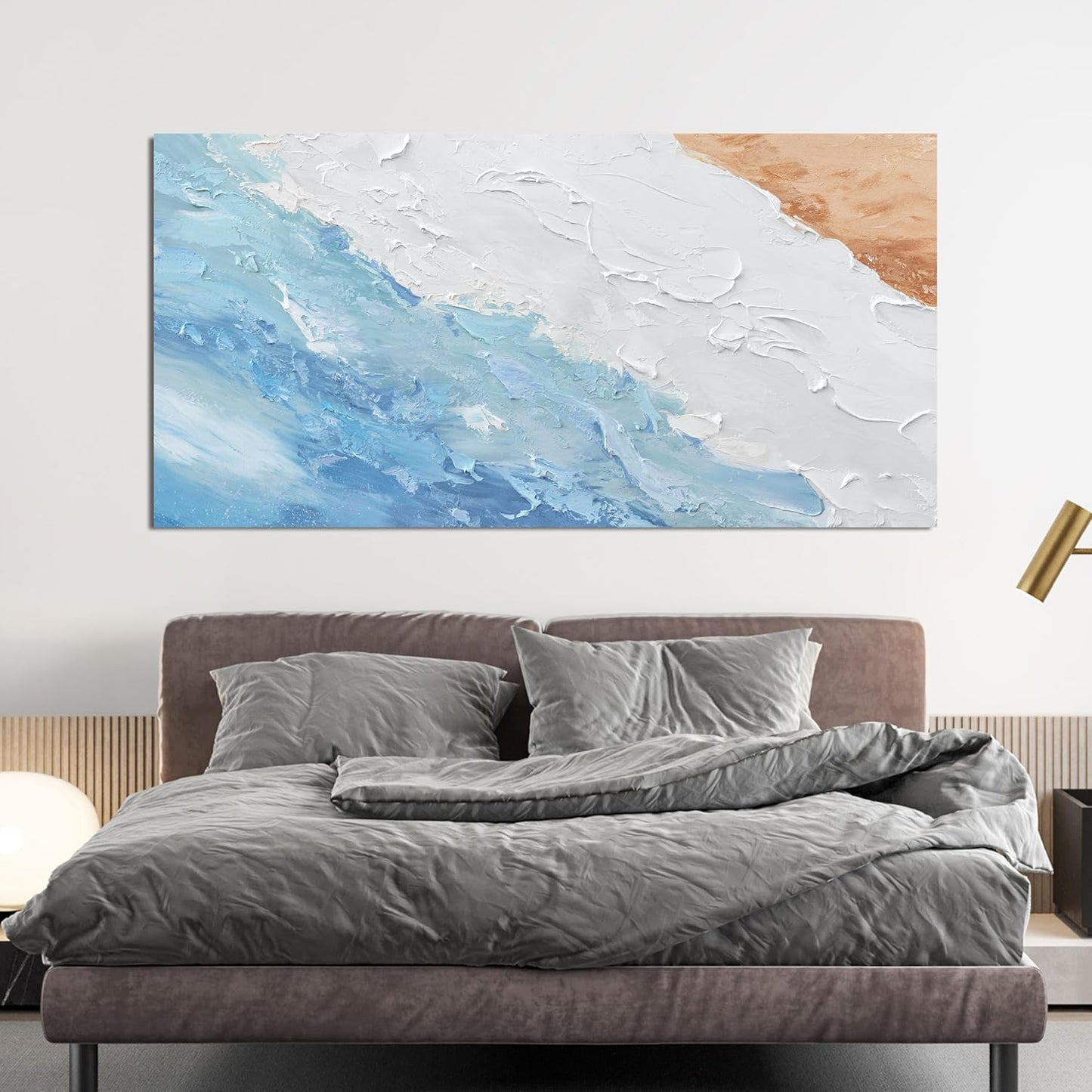 Abstract Canvas Wall Art Decor Wall Pictures for Living Room Art Work for Wall Decor Large Modern Abstract Wall Art Prints White Blue Wall Art Artwork for Walls Bedroom Office Wall Art Decor 24" X 48"