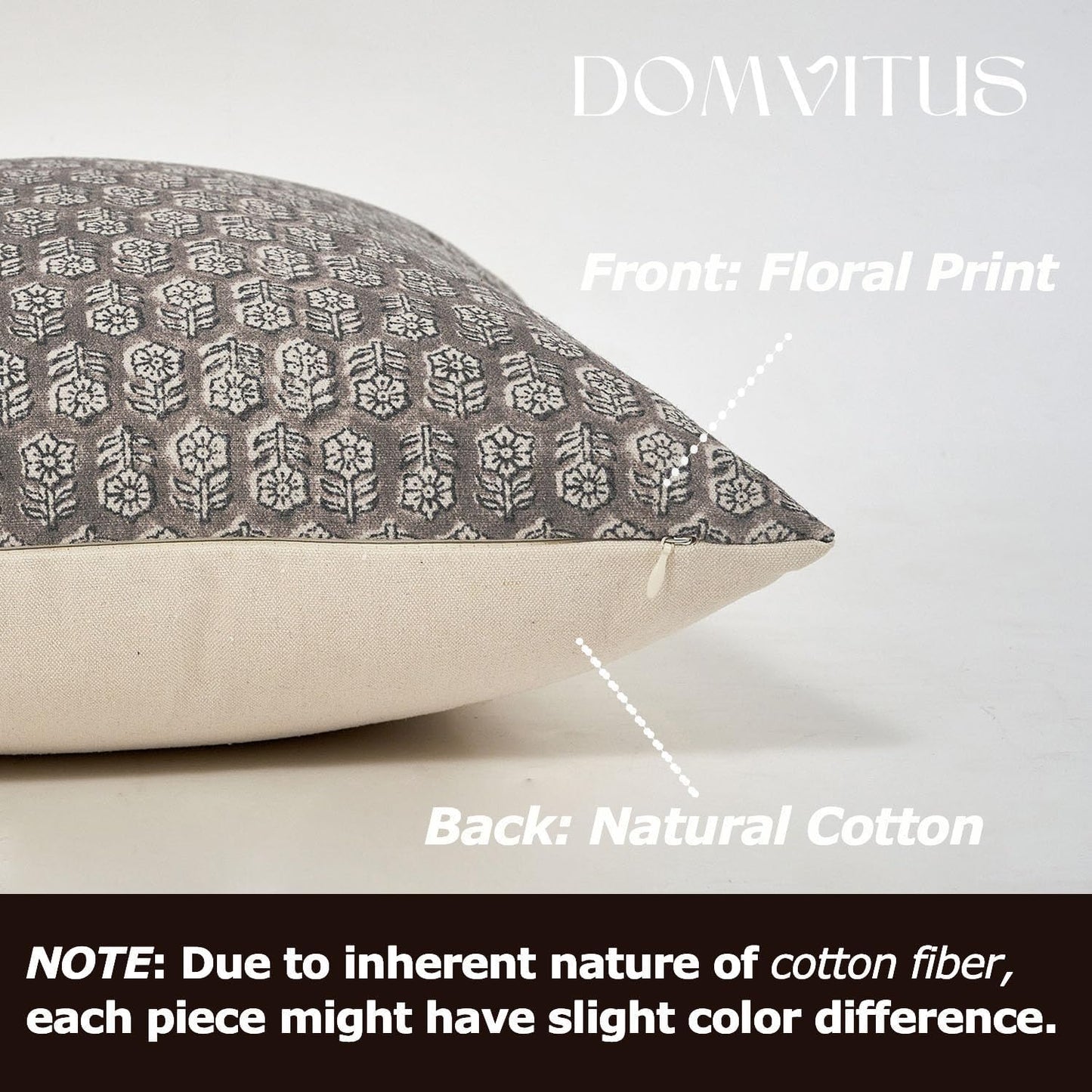 DOMVITUS Floral Pillow Covers Set of 2, Throw Pillow Covers 20x20, Floral Print Neutral Accent Decorative Pillow Covers for Living Room, Bed, Light Taupe