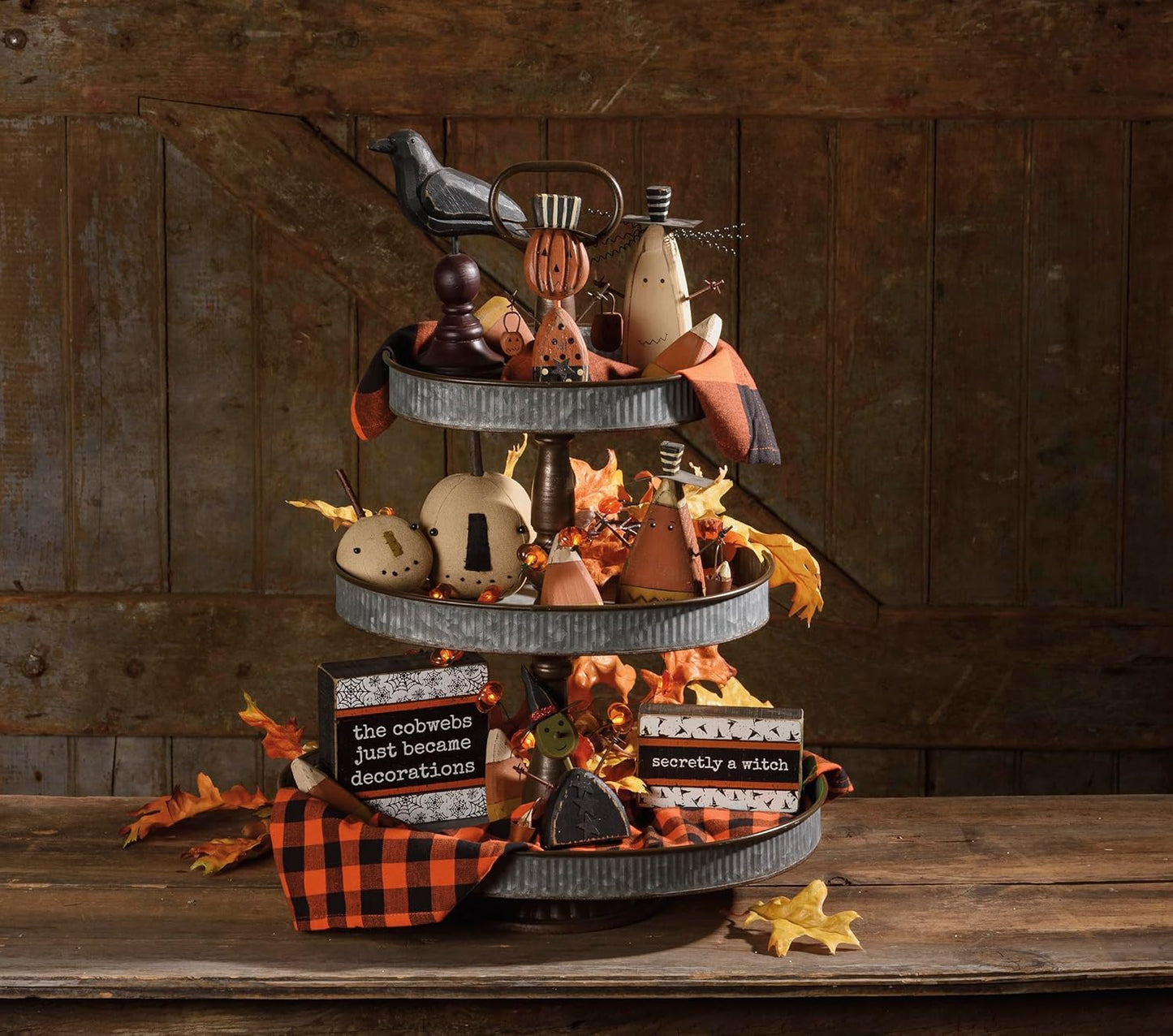 Primitives by Kathy Jack Decorative Chunky Sitter Great for Halloween and Fall Decorations, 4"x6.75"x1", Multicolor