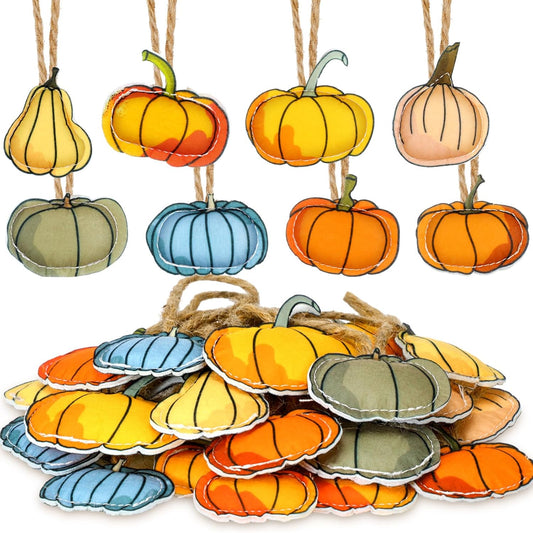 24 Pcs Fall Tree Ornaments Thanksgiving Tree Decoration 3D Felt Maple Leaf Pumpkin Hanging Ornaments for Farmhouse Harvest Autumn Fall Decorations(Pumpkin)