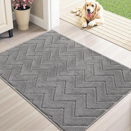 Stiio Dirt Trapper Door Mat 34x59 Inches, Front Doormat Indoor Outdoor Entrance Low Pile, All-Season, All-Weather Absorbent Entry Rug, Washable Non Slip Rug for Entryway, Grey