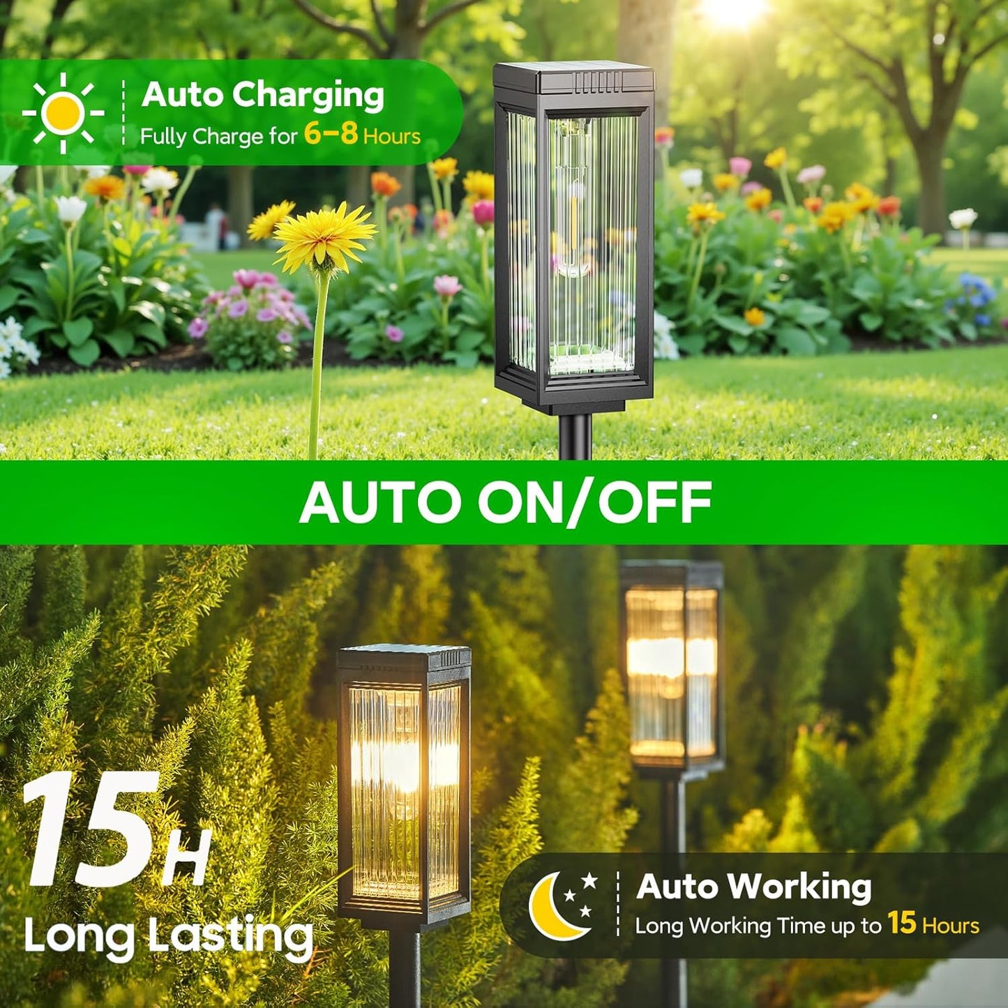 Solar Pathway Lights Outdoor, 8 Pack Upgraded Solar Lights Outdoor Waterproof, Bright Up to 15 Hrs Auto On/Off Garden Light for Yard Patio Lawn Path Walkway Driveway Outside Decor