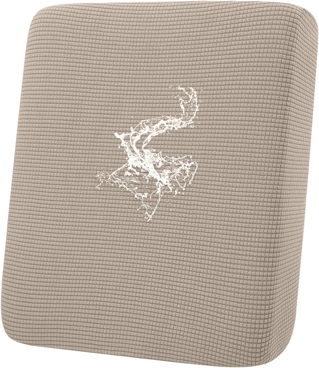 hyha Waterproof Couch Cushion Covers for Pets, Non Slip Sofa Seat Cover for Dogs Washable, Soft Thick Stretch Jacquard Fabric, Sofa Slipcovers with Elastic Bottom (1 Piece for Backrest M, Taupe)