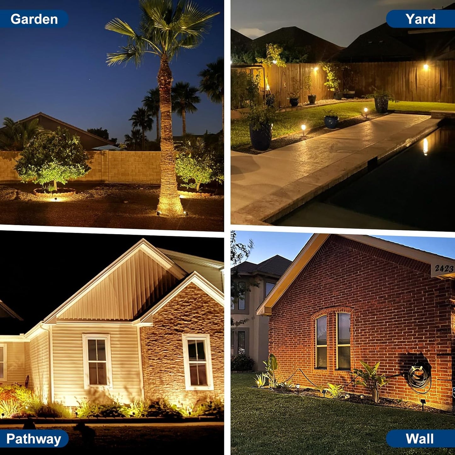 Solar Spot Lights Outdoor, 10 Pack Outdoor Solar Lights for Yard Waterproof, 4 Lighting Modes Solar Landscape Spotlights, Auto On/Off Solar Powered Flood Lights Garden Pathway(Warm White)