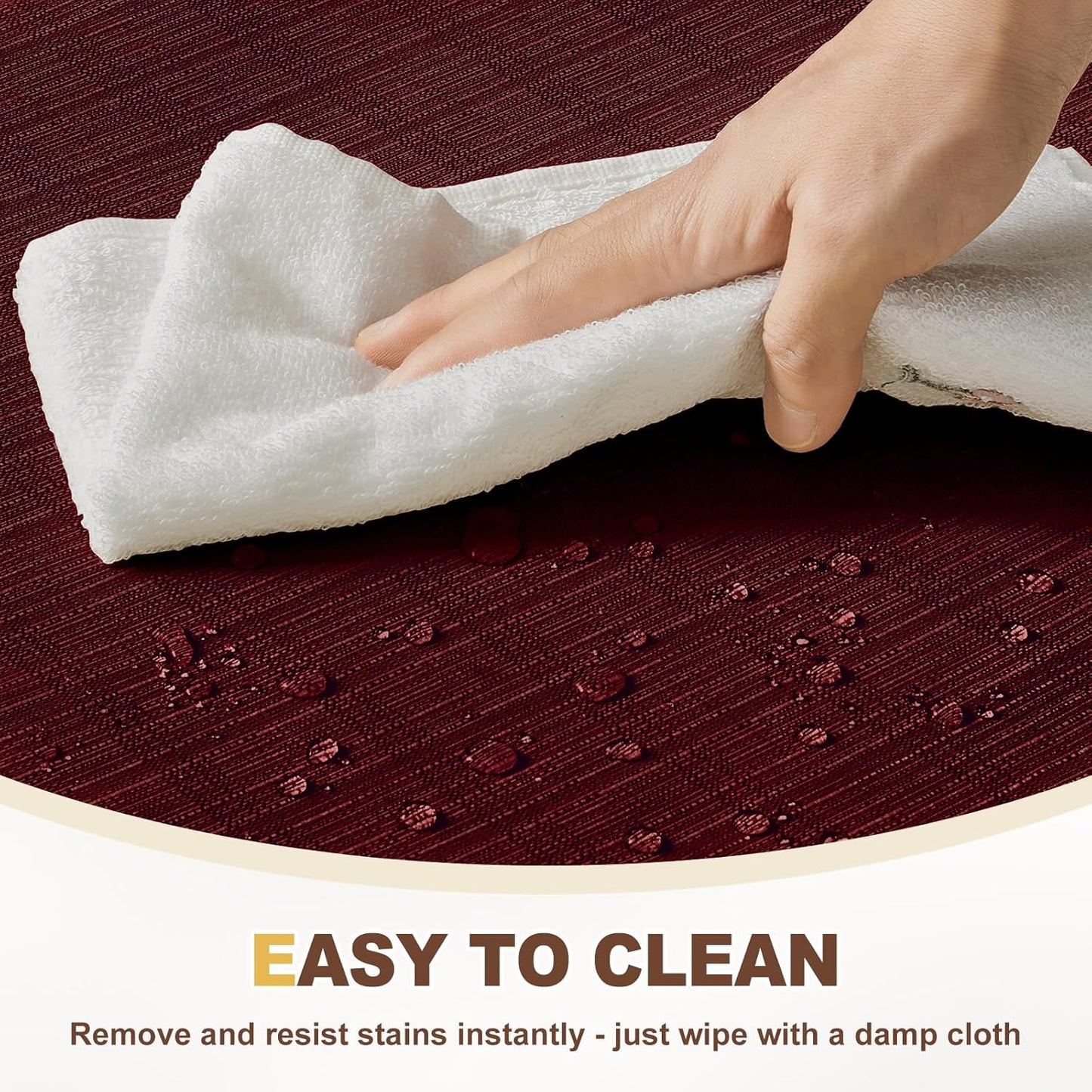 downluxe Chair Cushions for Dining Chairs, Waterproof Kitchen Chair Pads, Non-Slip Dining Seat Cushion with Ties, 17" x 16" x 2.5", Burgundy, 4 Pack