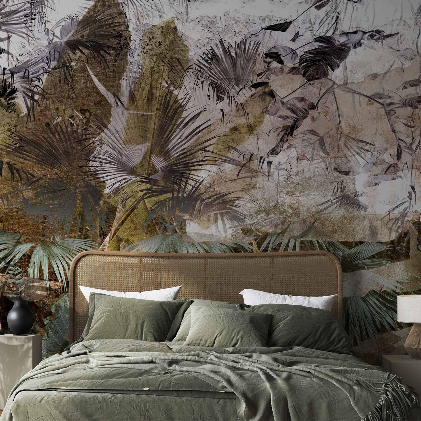 artgeist Premium Wall Mural Tropical Leaves 177x124 in - XXL Non-Woven Wallpaper Fleece Wall Decor Photo Print Picture Image Design Jungle Nature Palm Leaves Like Painted b-C-0789-a-a